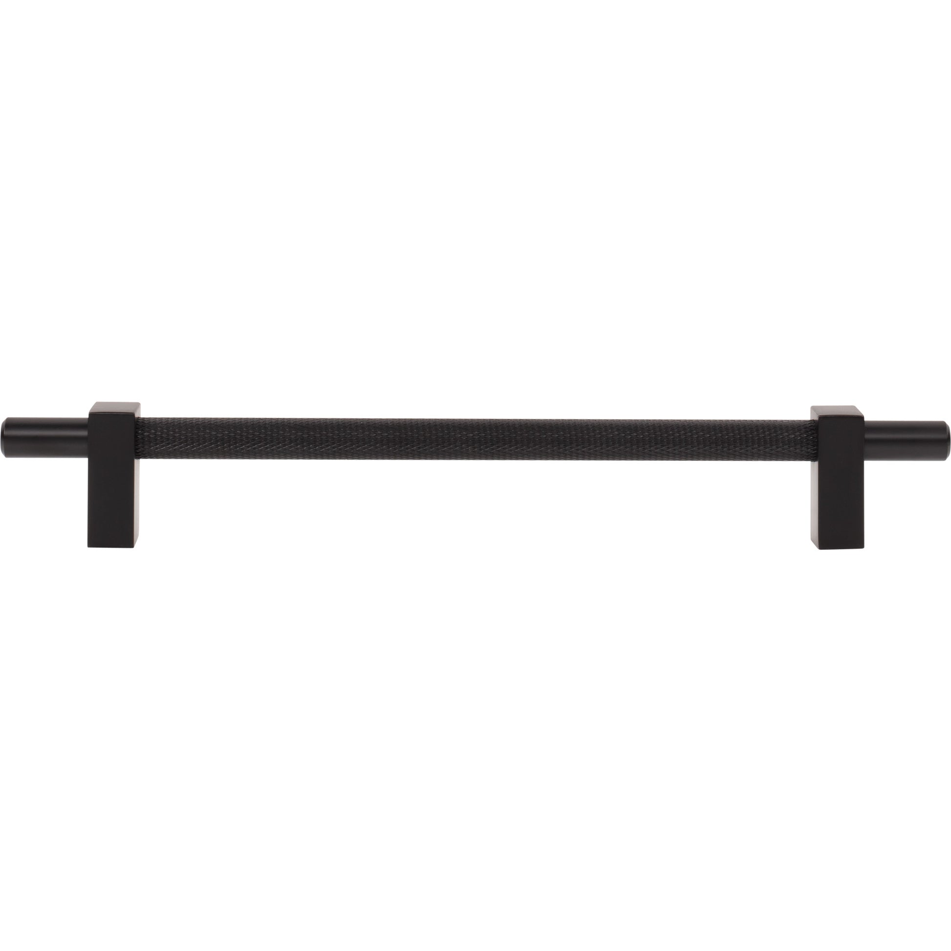 Jeffrey Alexander Larkin Knurled Center Cabinet Bar Pull Matte Black / 192 mm