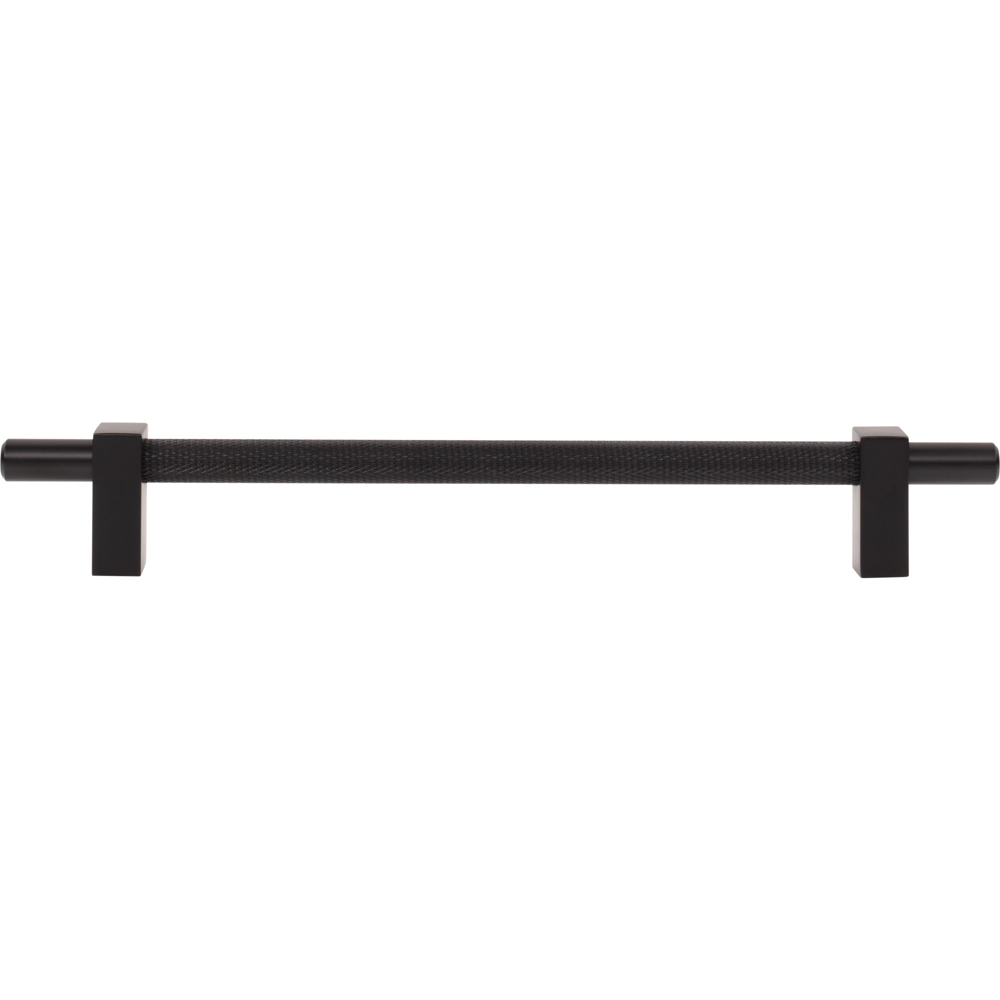 Jeffrey Alexander Larkin Knurled Center Cabinet Bar Pull Matte Black / 192 mm