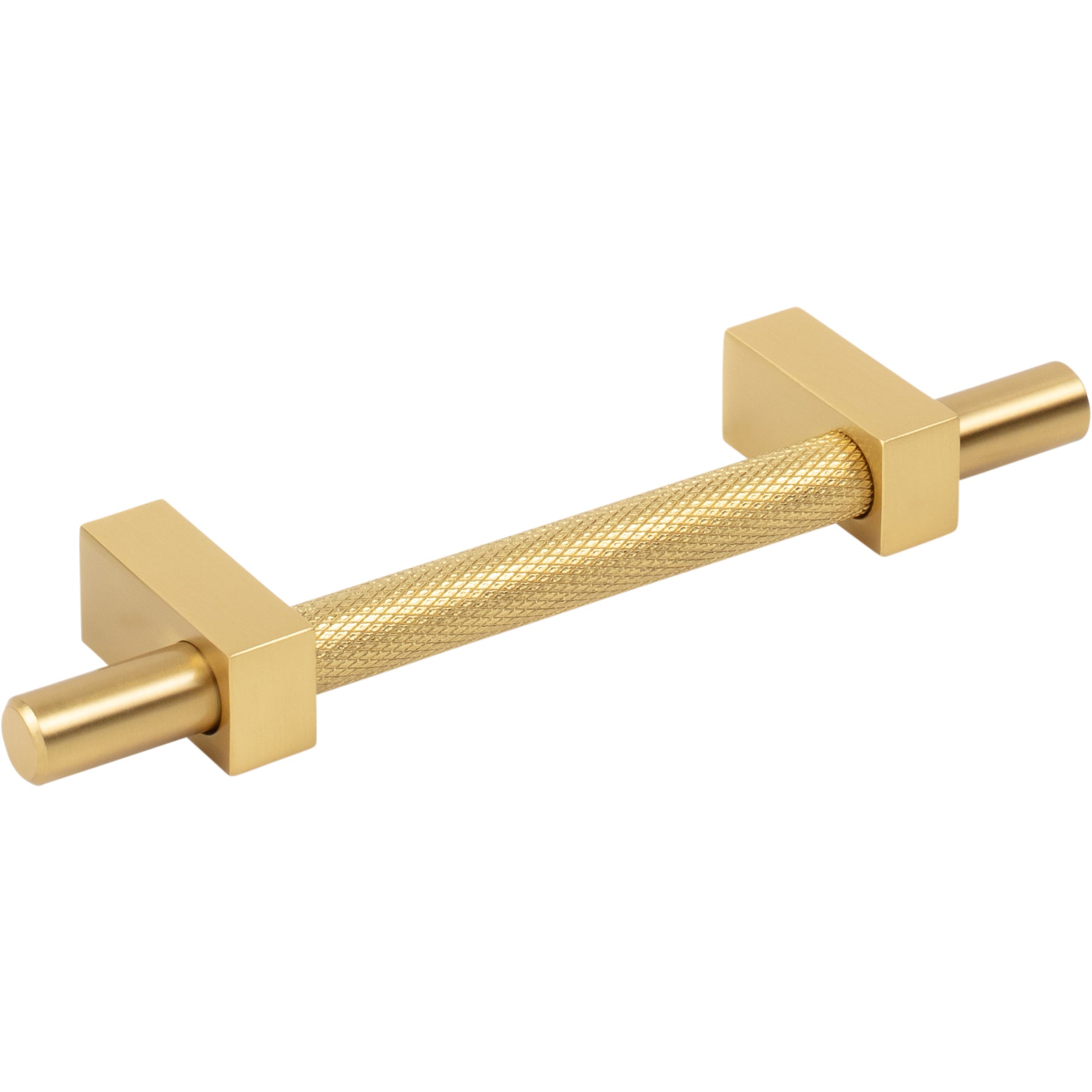 Jeffrey Alexander Larkin Knurled Center Cabinet Bar Pull Brushed Gold / 96 mm