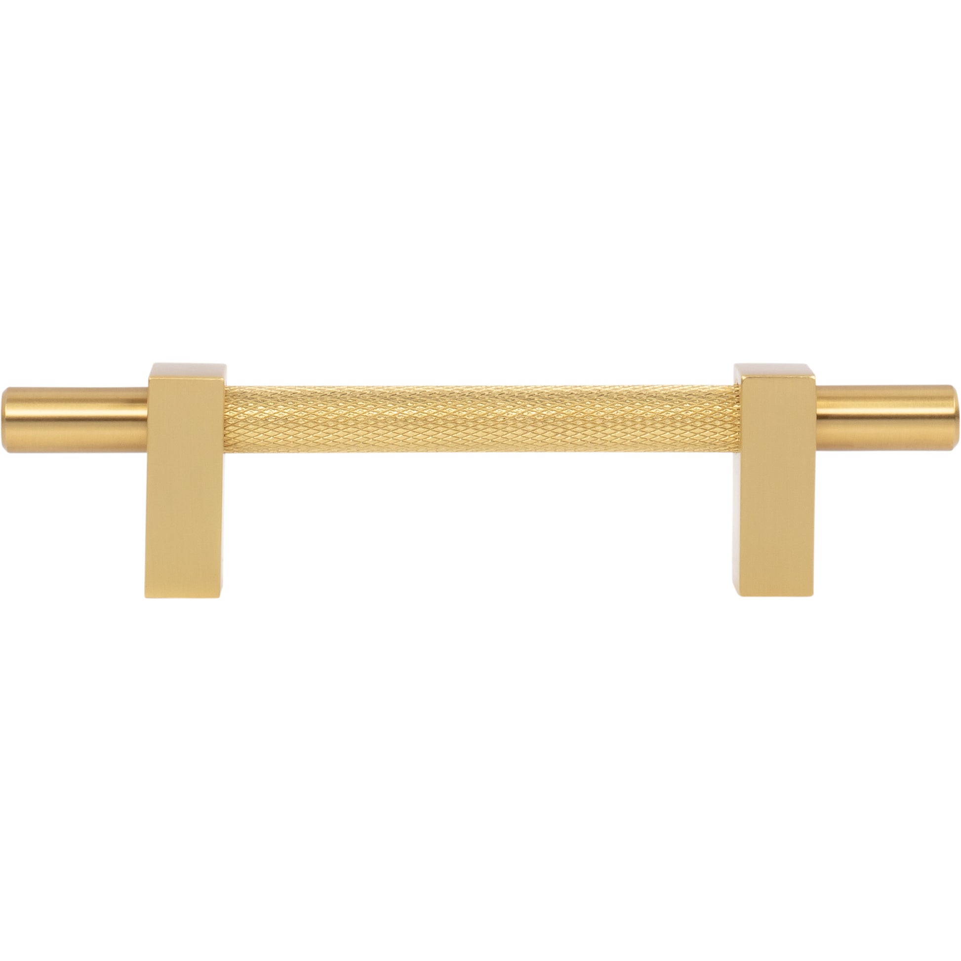 Jeffrey Alexander Larkin Knurled Center Cabinet Bar Pull Brushed Gold / 96 mm