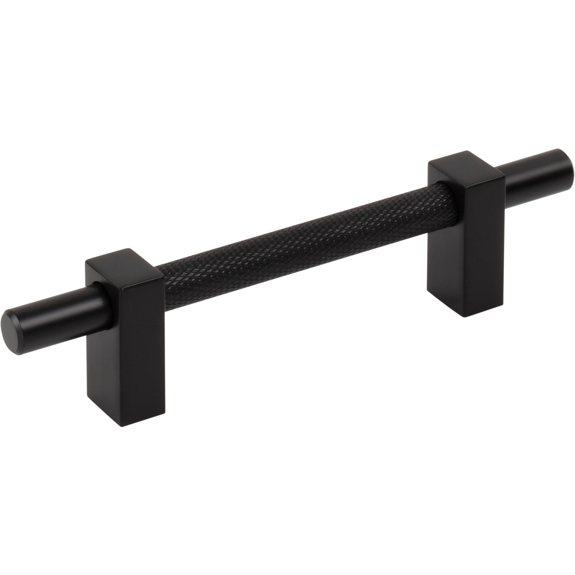 Jeffrey Alexander Larkin Knurled Center Cabinet Bar Pull Matte Black / 96 mm