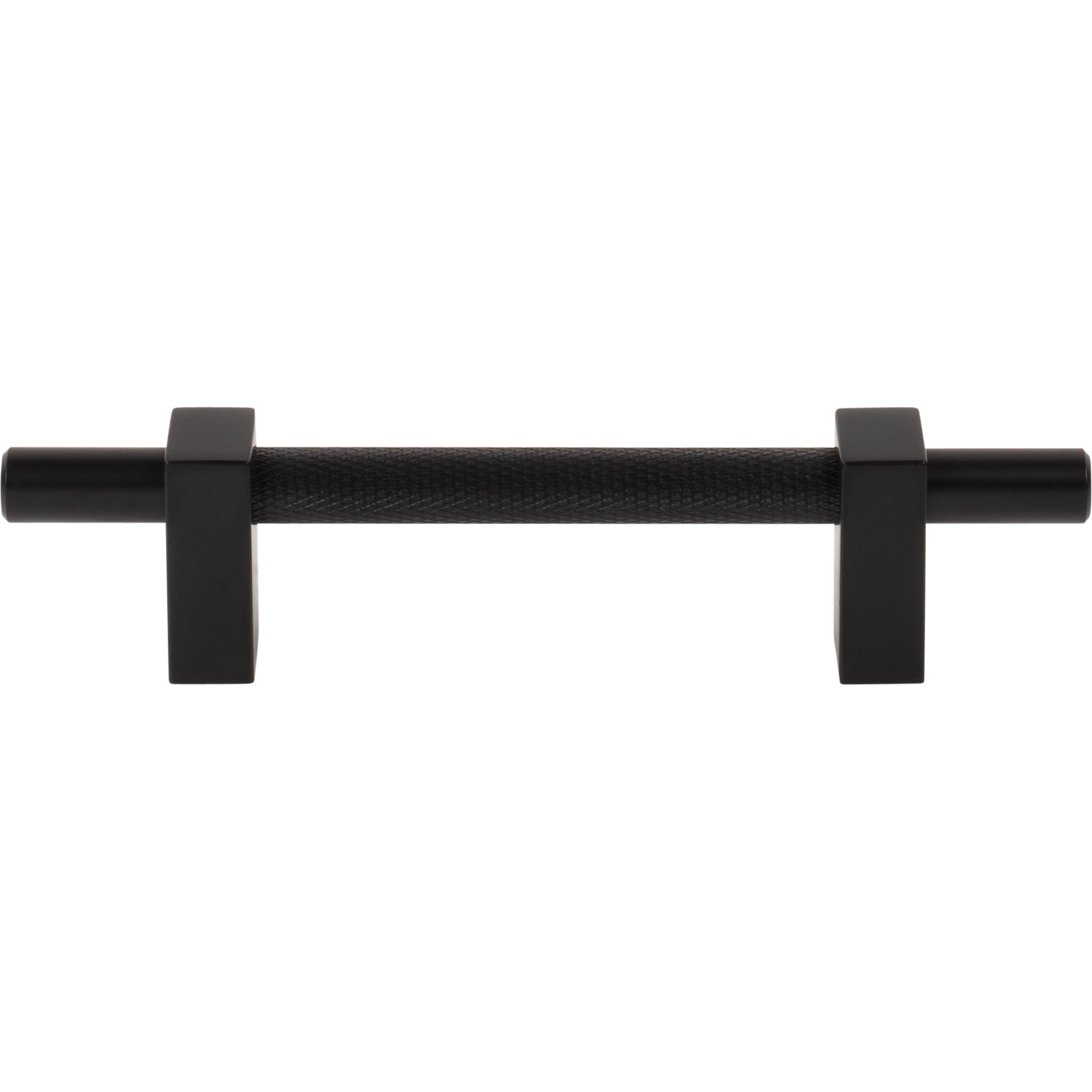 Jeffrey Alexander Larkin Knurled Center Cabinet Bar Pull Matte Black / 96 mm