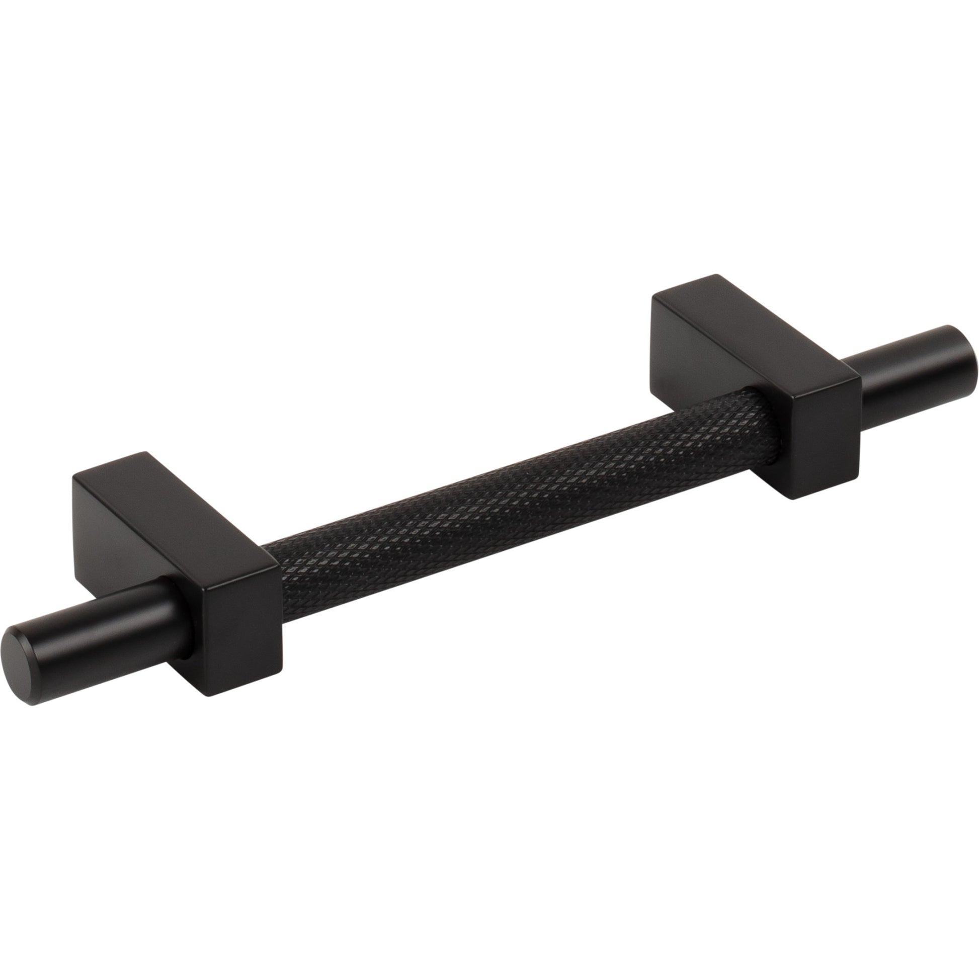 Jeffrey Alexander Larkin Knurled Center Cabinet Bar Pull Matte Black / 96 mm