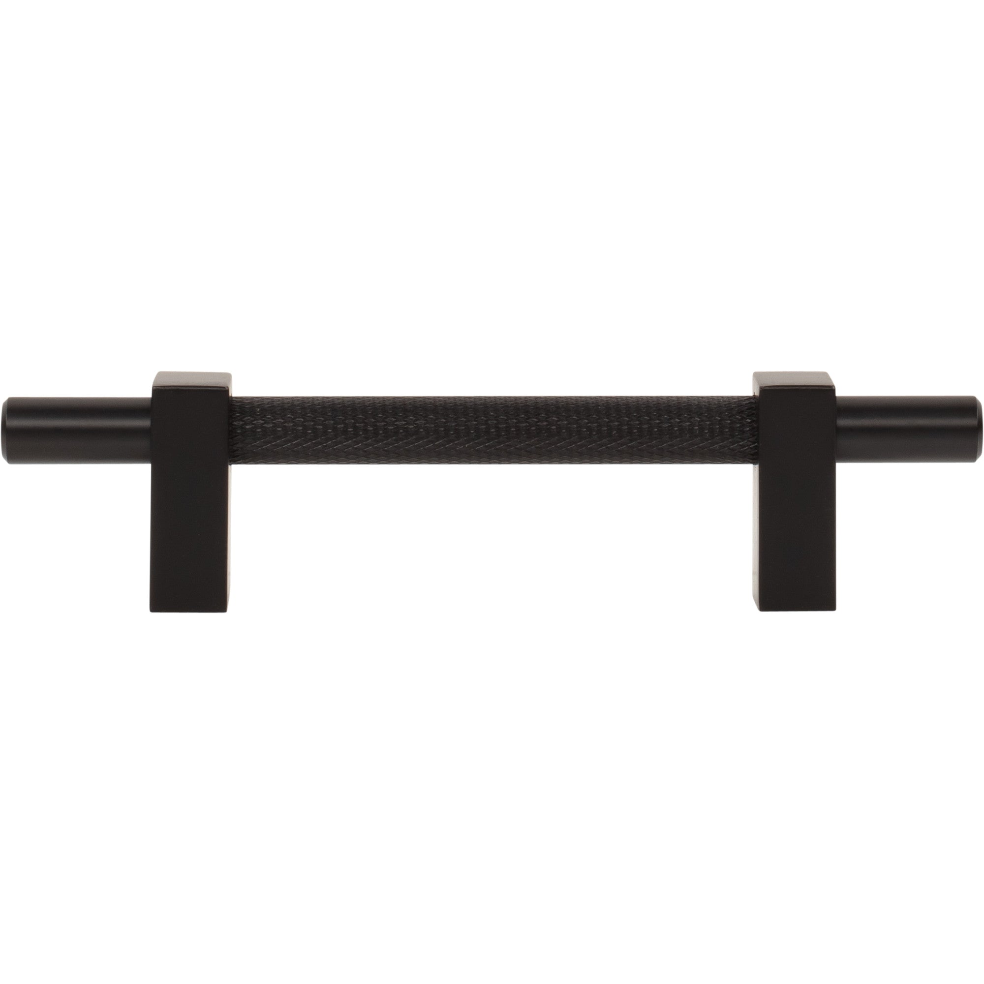 Jeffrey Alexander Larkin Knurled Center Cabinet Bar Pull Matte Black / 96 mm