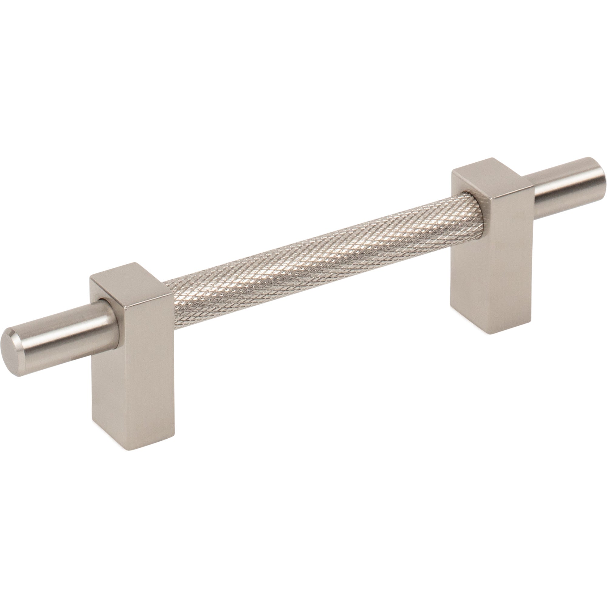 Jeffrey Alexander Larkin Knurled Center Cabinet Bar Pull Satin Nickel / 96 mm