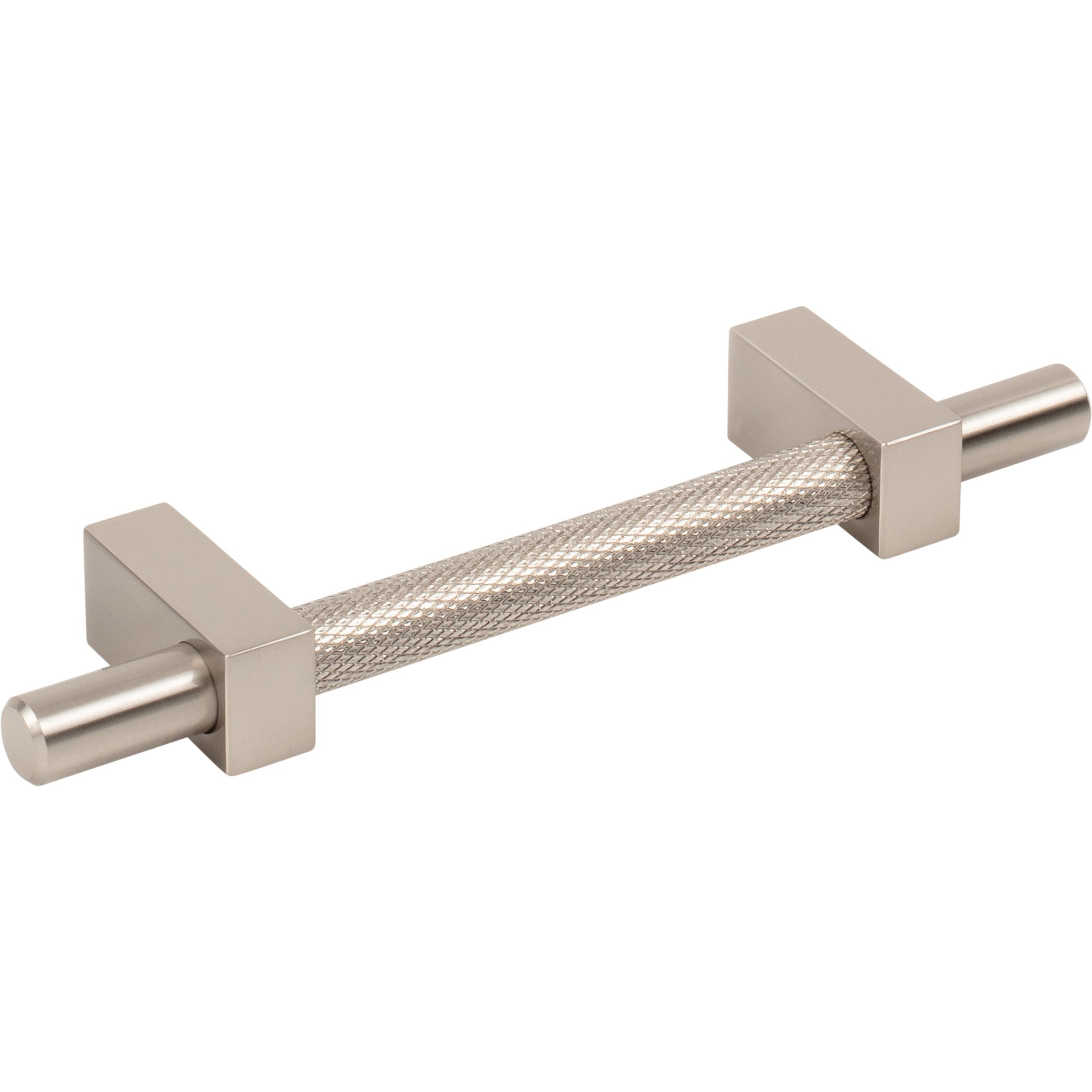 Jeffrey Alexander Larkin Knurled Center Cabinet Bar Pull Satin Nickel / 96 mm