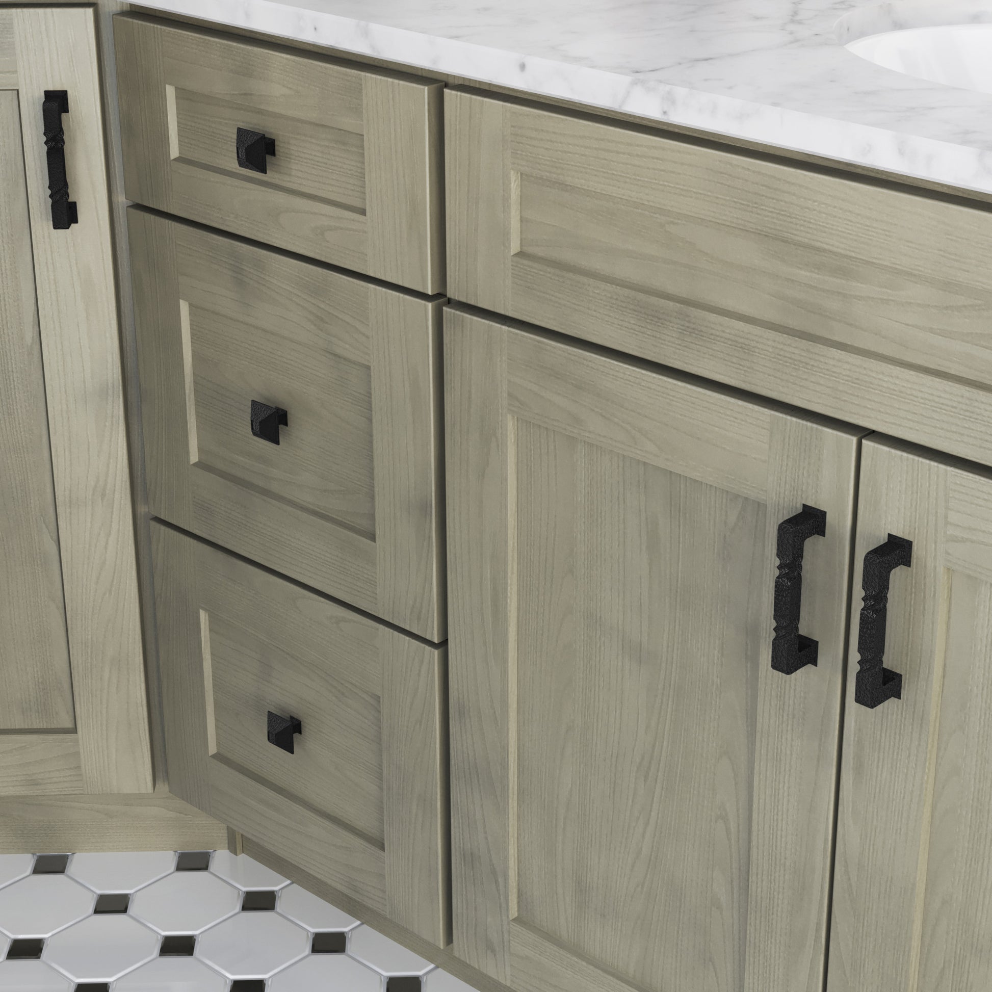 Jeffrey Alexander Tahoe Square Cabinet Knob Black / 1-1/4"