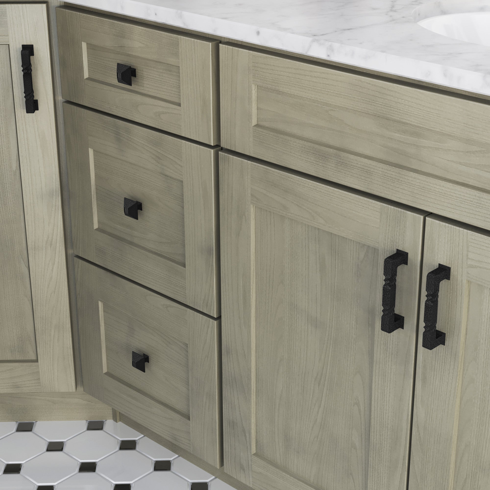 Jeffrey Alexander Tahoe Square Cabinet Knob Black / 1-1/4"