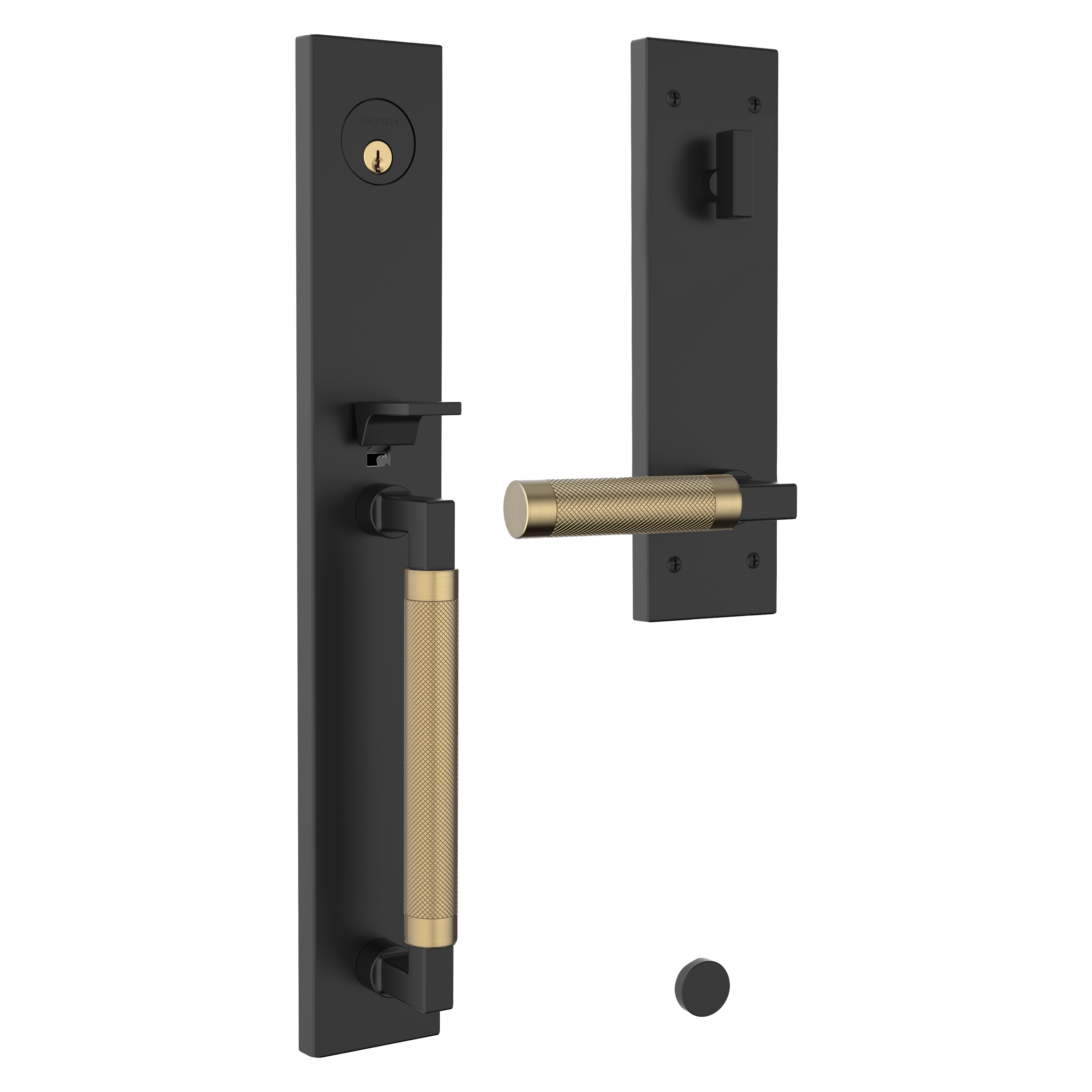 Baldwin Gramercy Mixed Finish Knurled Handleset with L030 Lever