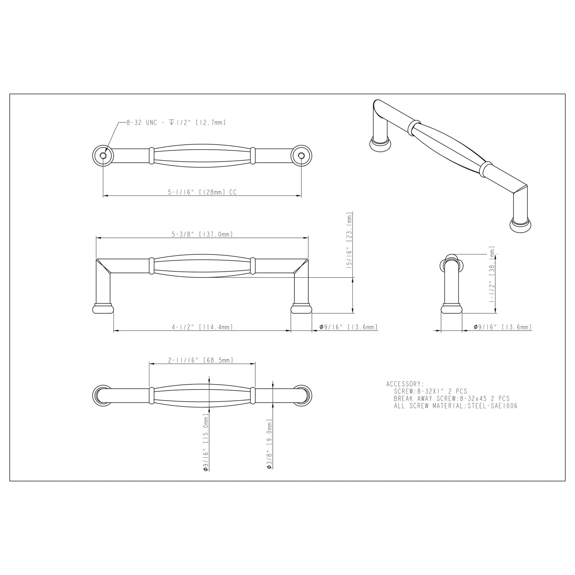 Jeffrey Alexander Southerland Cabinet Pull Satin Bronze / 160 mm