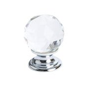 Berenson 1 5/8 inch Europa Faceted Crystal Polished Chrome Knob