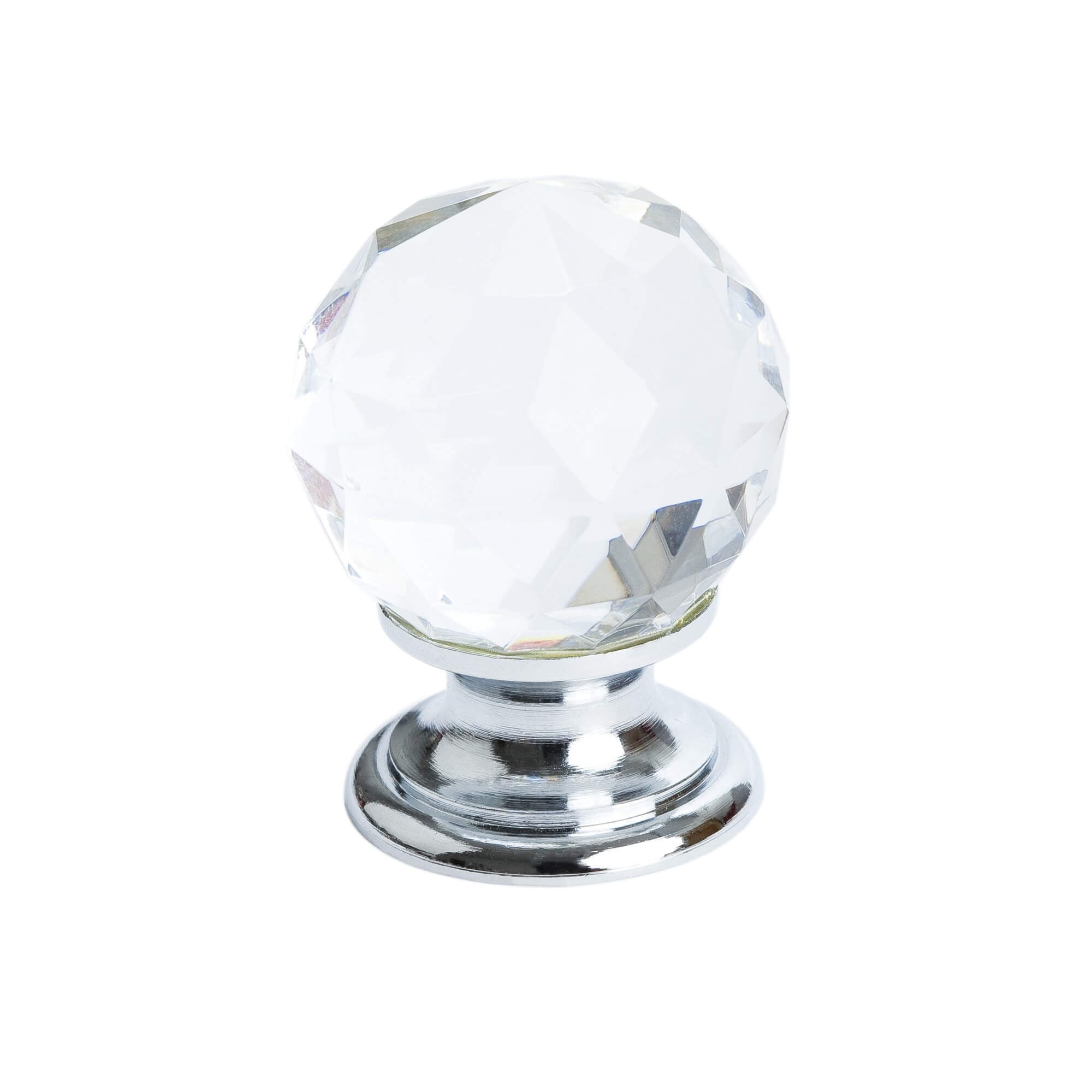 Berenson 1 5/8 inch Europa Faceted Crystal Polished Chrome Knob