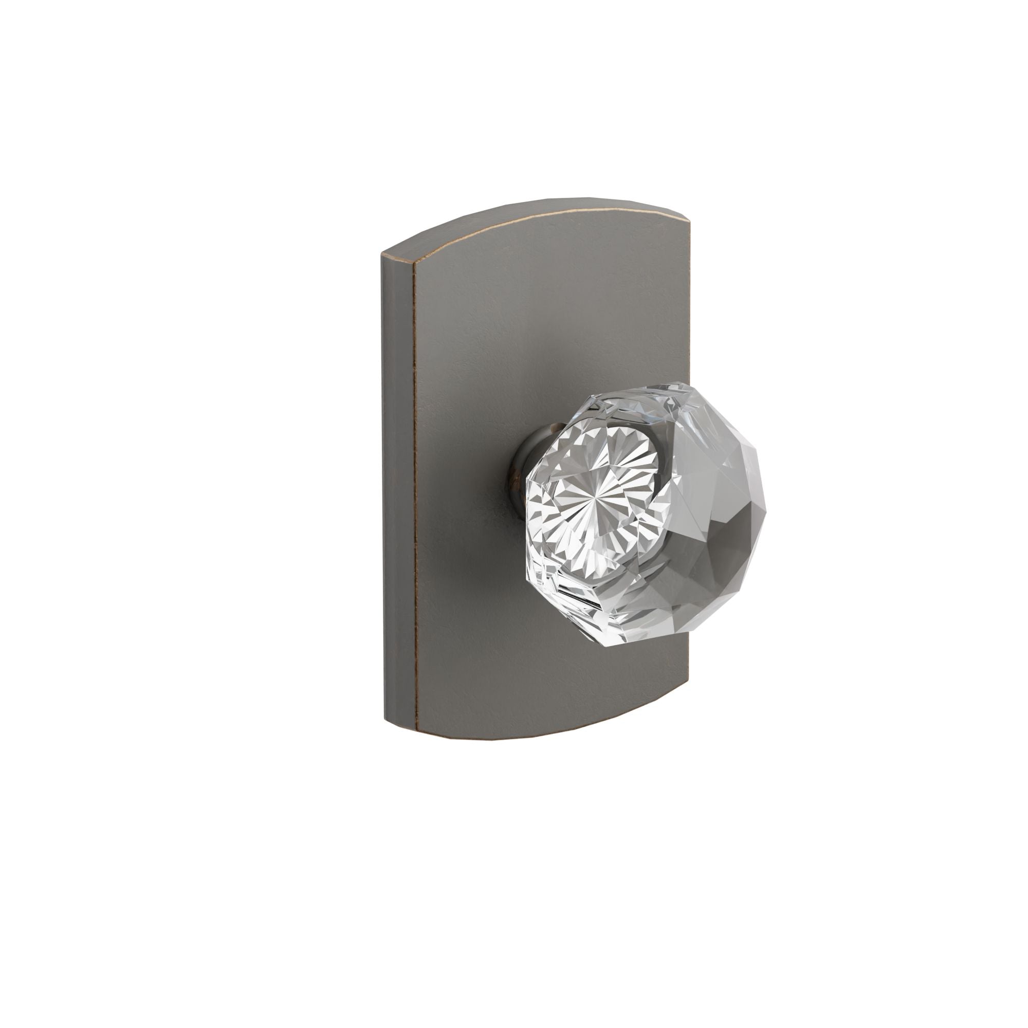 Emtek Diamond Glass Knob Set with Sandcast Bronze #4 Rosette