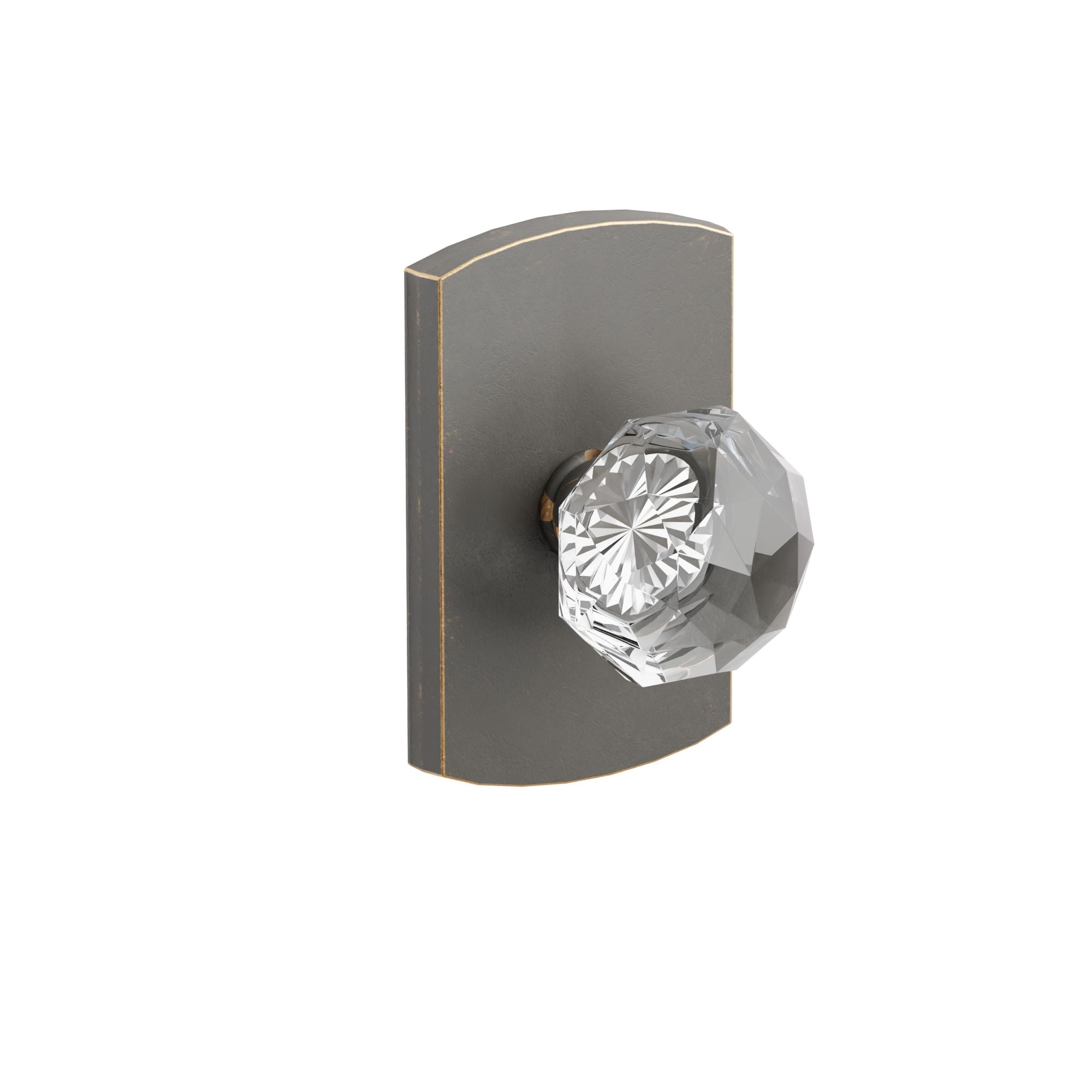 Emtek Diamond Glass Knob Set with Sandcast Bronze #4 Rosette