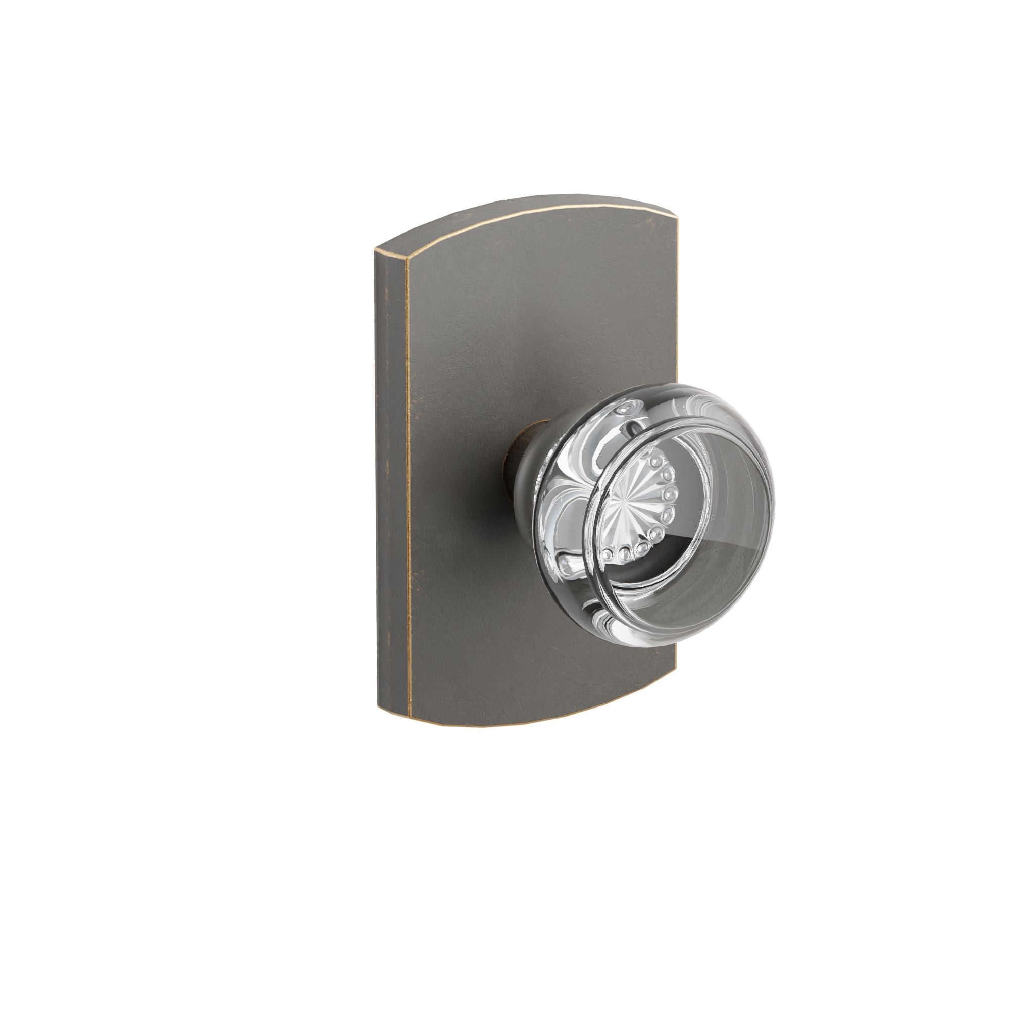 Emtek Concealed Fastener Georgetown Glass Knob Set With Sandcast Bronze #4 Rosette