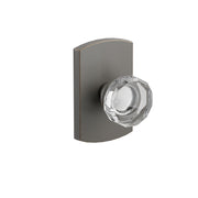 Emtek Lowell Glass Knob Set with Sandcast Bronze #4 Rosette