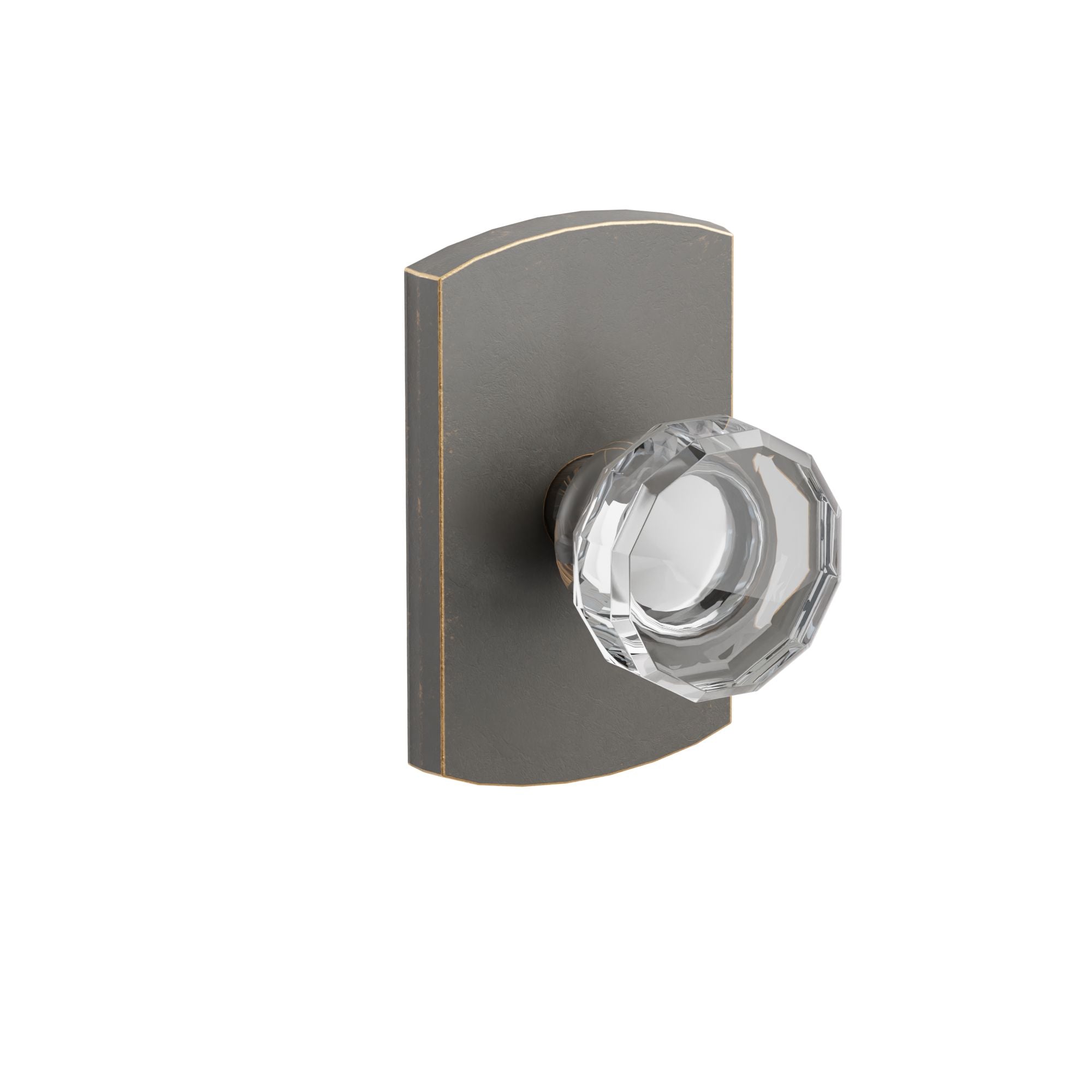 Emtek Concealed Fastener Lowell Glass Knob Set With Sandcast Bronze #4 Rosette