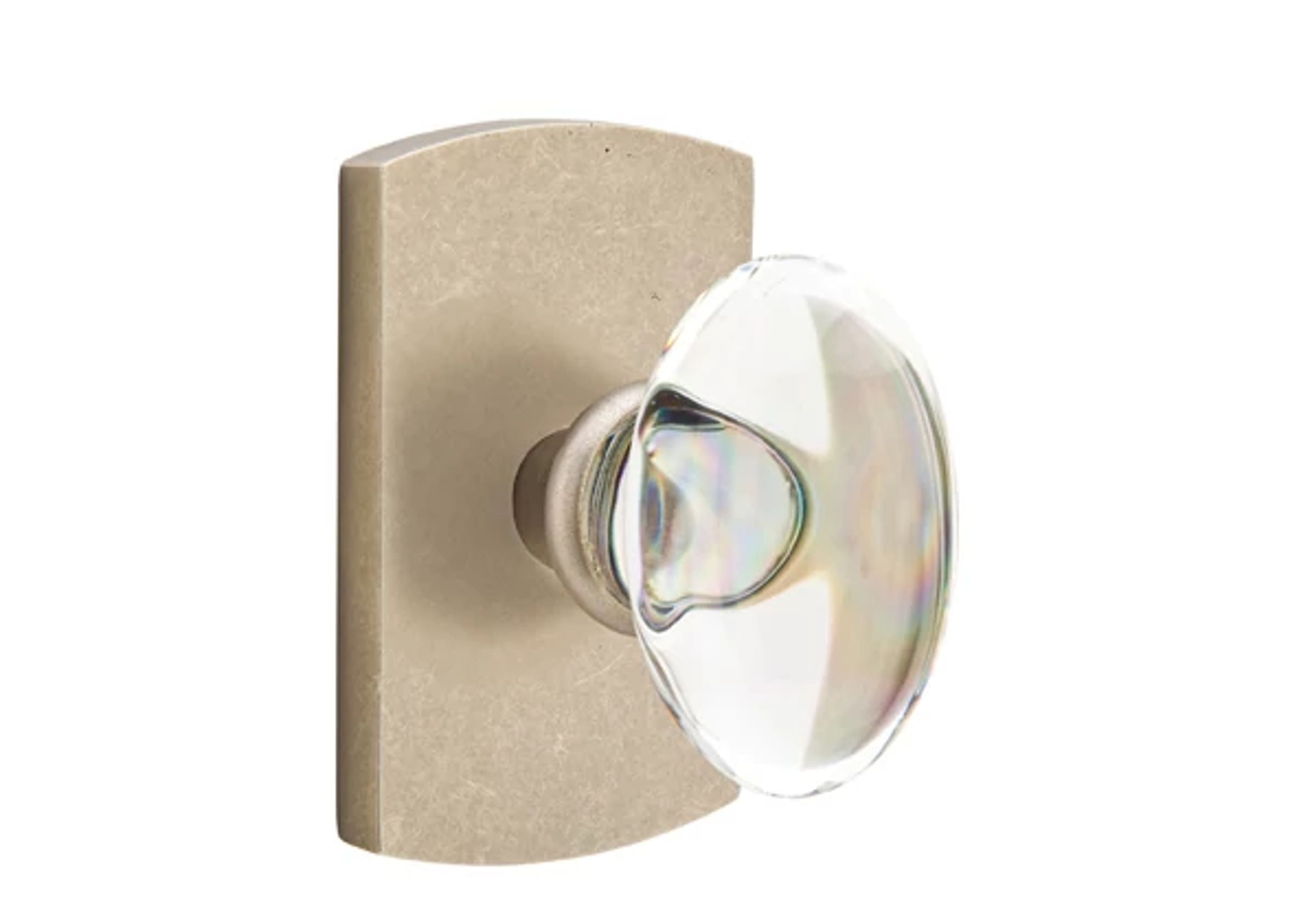 Emtek Concealed Fastener Hampton Glass Knob Set with Sandcast Bronze #4 Rosette