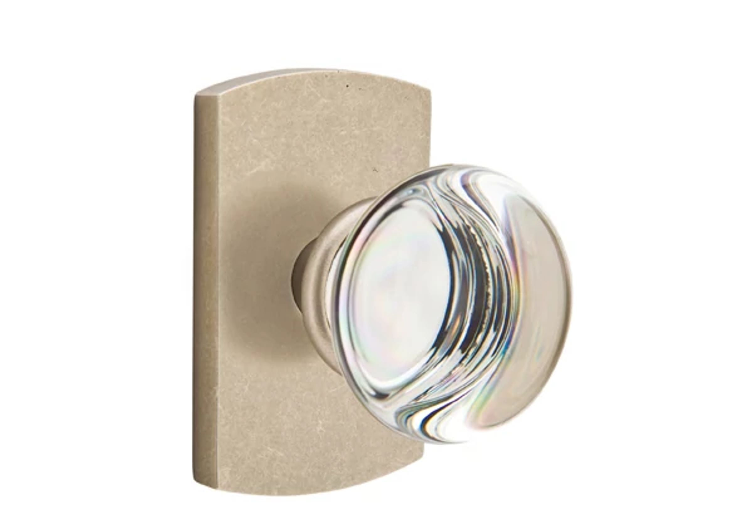 Emtek Providence Glass Knob Set with Sandcast Bronze #4 Rosette