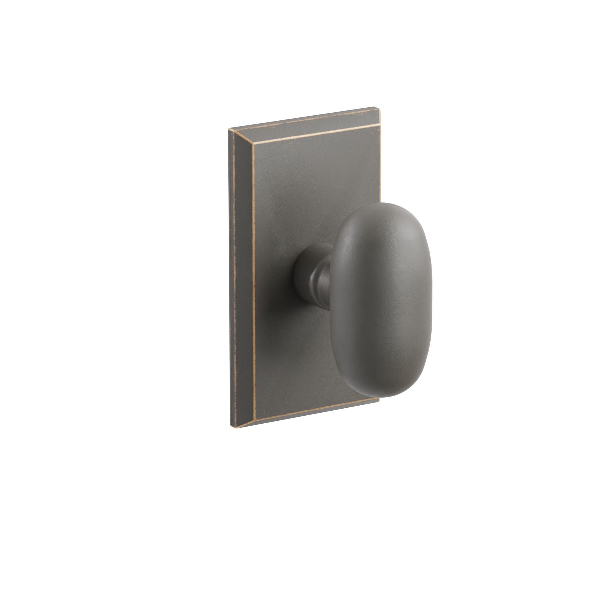 Emtek Concealed Fastener Egg Knob Set with Sandcast Bronze #3 Rosette