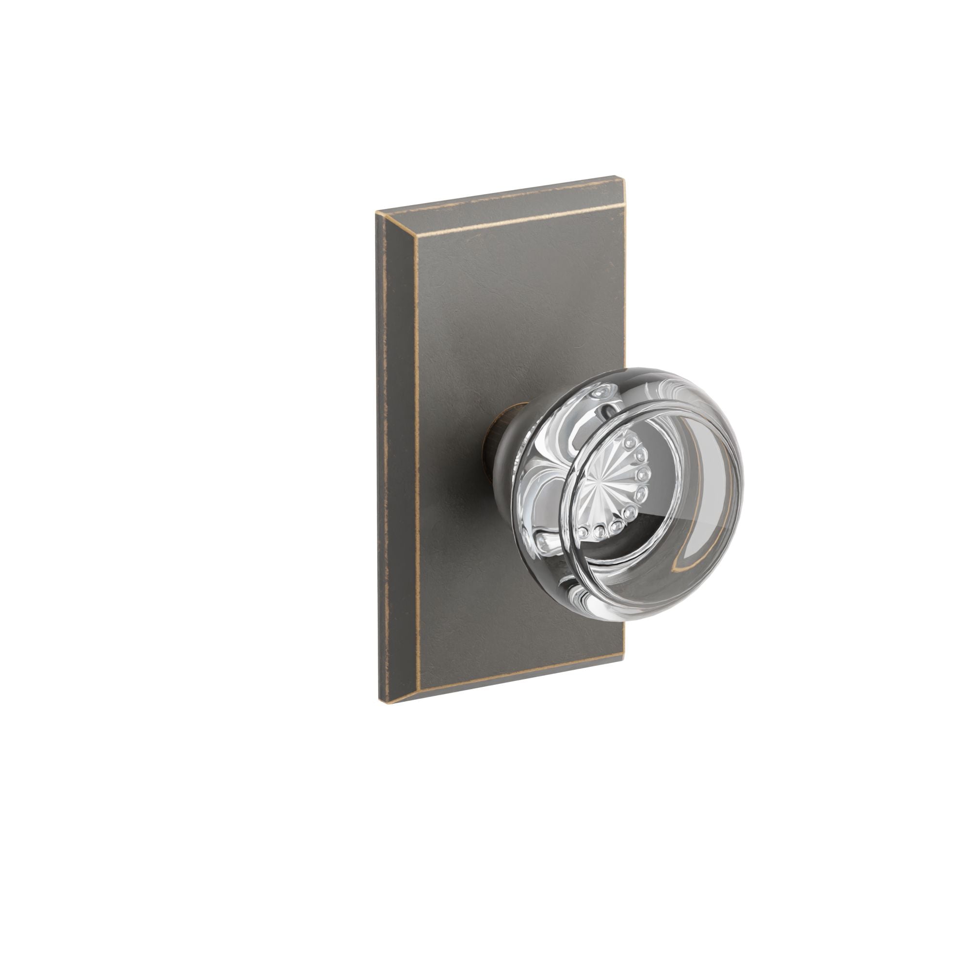 Emtek Georgetown Glass Knob Set with Sandcast Bronze #3 Rosette