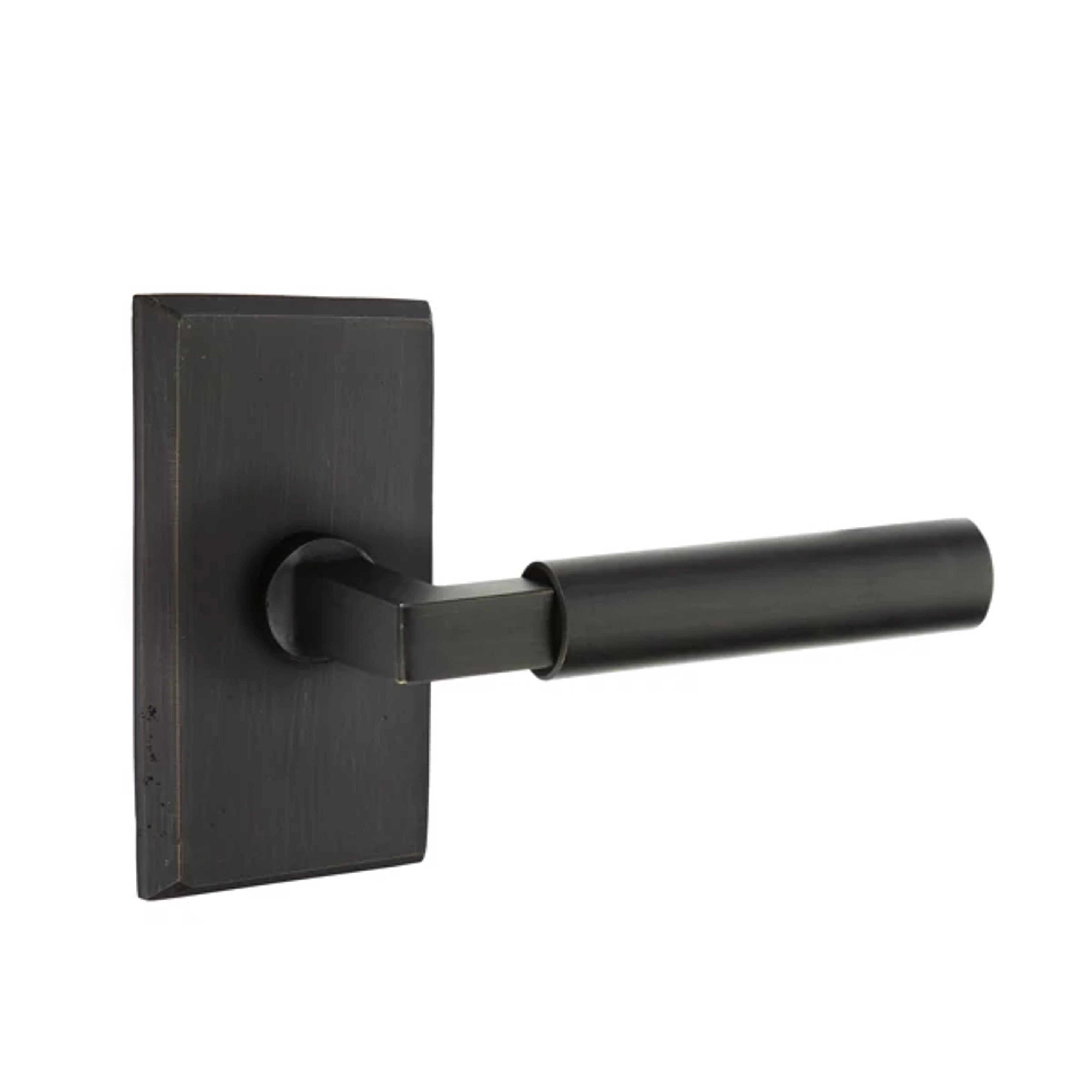 Emtek Concealed Fastener Bryce Lever Set with Sandcast Bronze #3 Rosette