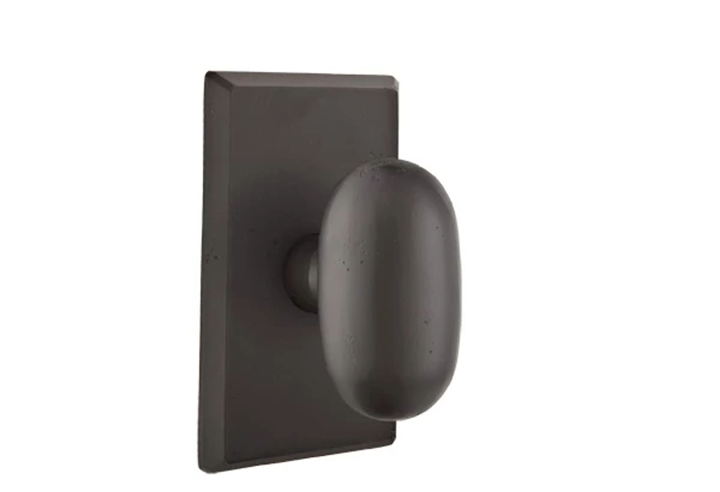 Emtek Concealed Fastener Egg Knob Set with Sandcast Bronze #3 Rosette