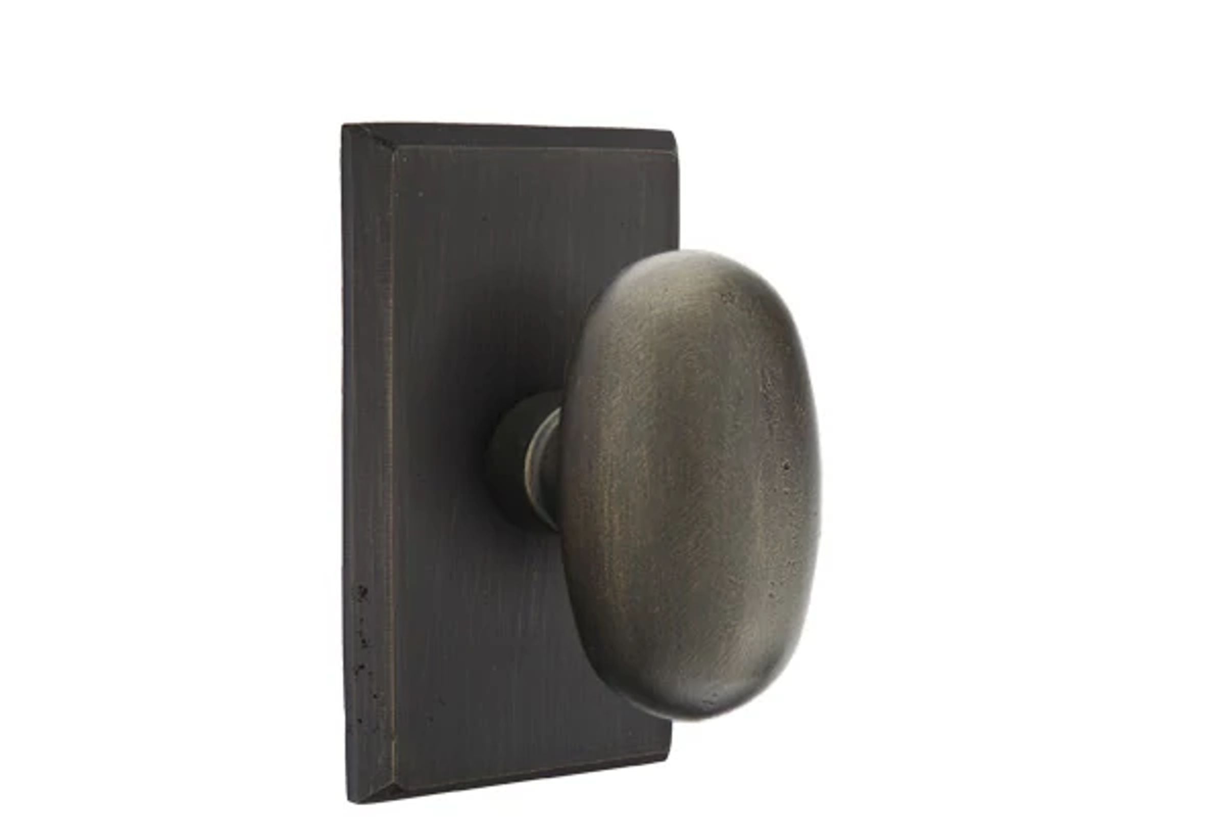 Emtek Concealed Fastener Egg Knob Set with Sandcast Bronze #3 Rosette