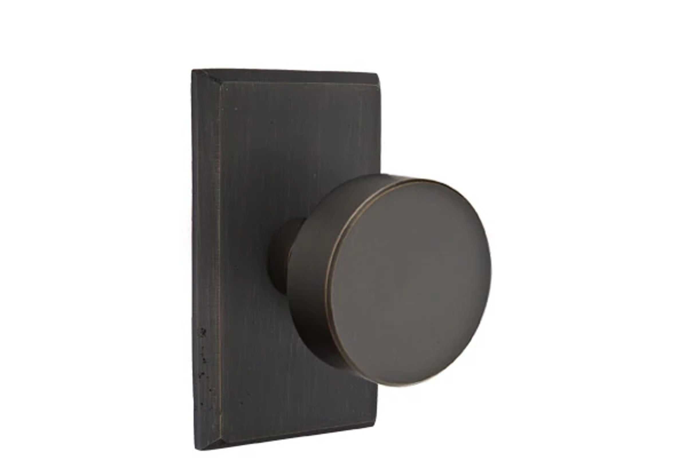 Emtek Round Knob Set with Sandcast Bronze #3 Rosette