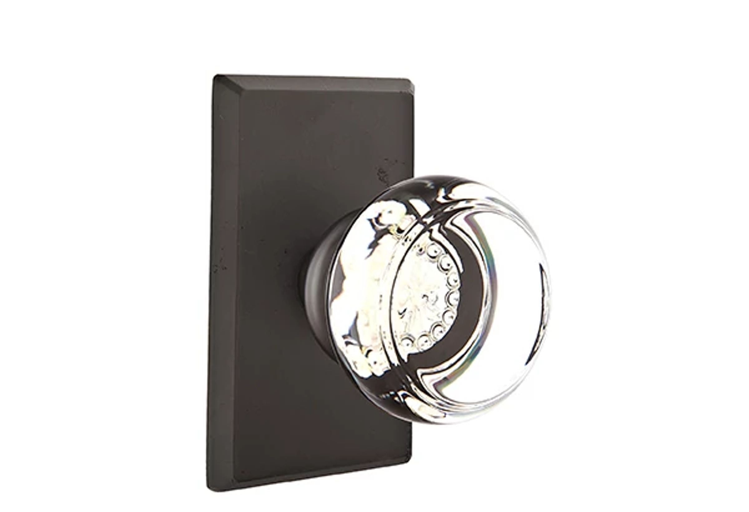 Emtek Georgetown Glass Knob Set with Sandcast Bronze #3 Rosette