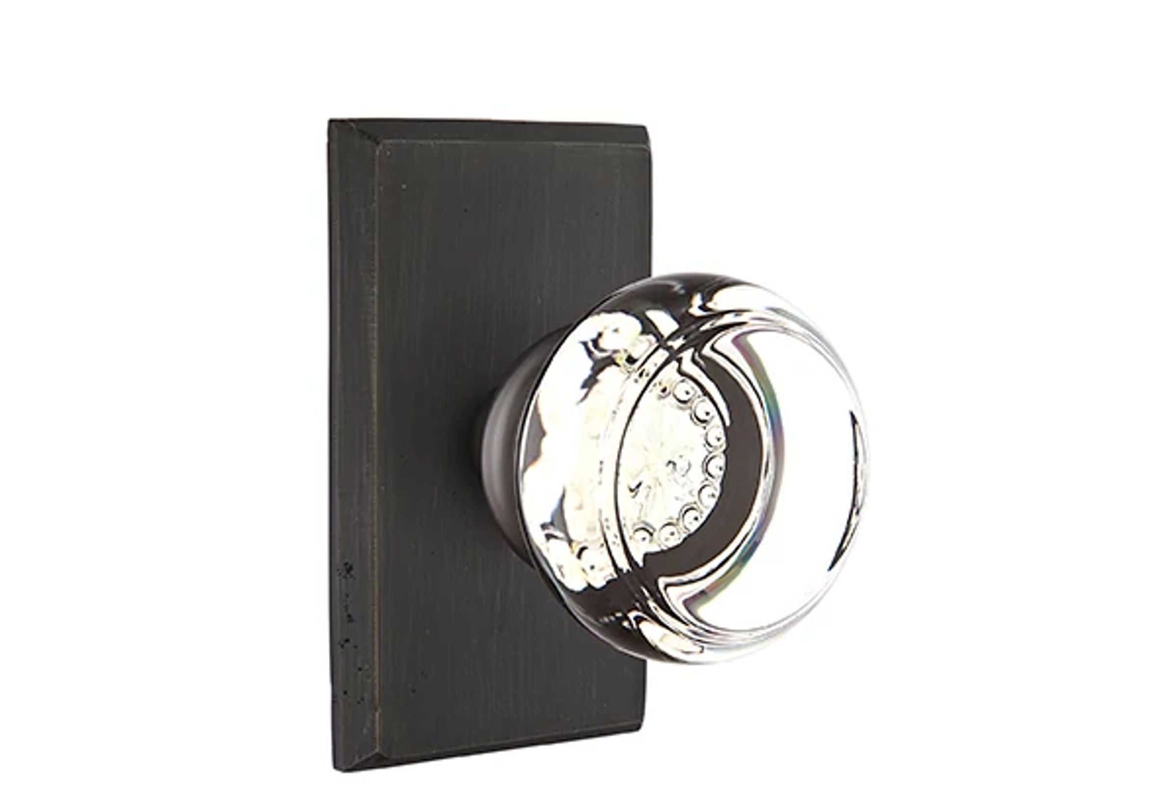 Emtek Concealed Fastener Georgetown Glass Knob Set with Sandcast Bronze #3 Rosette