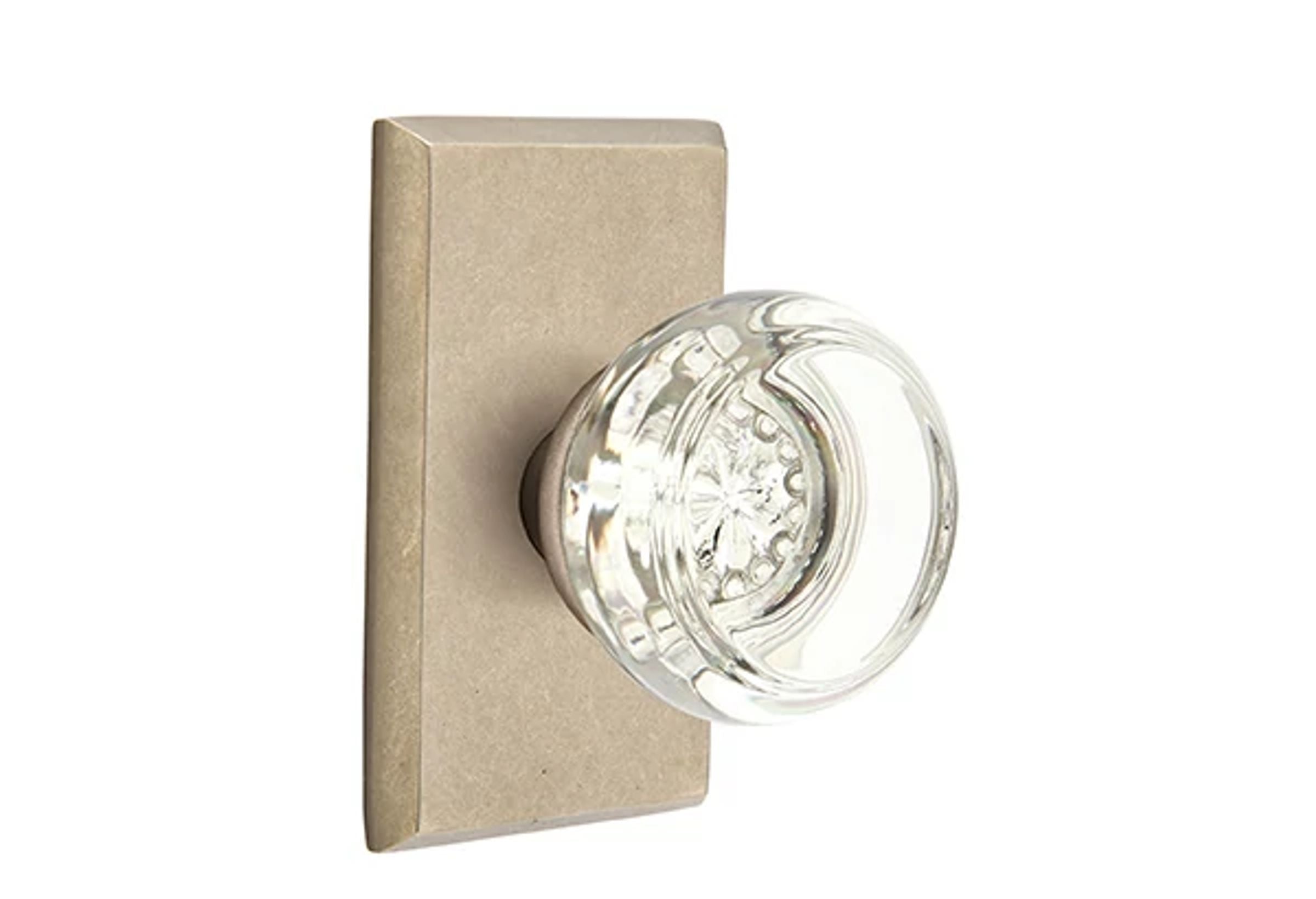 Emtek Concealed Fastener Georgetown Glass Knob Set with Sandcast Bronze #3 Rosette