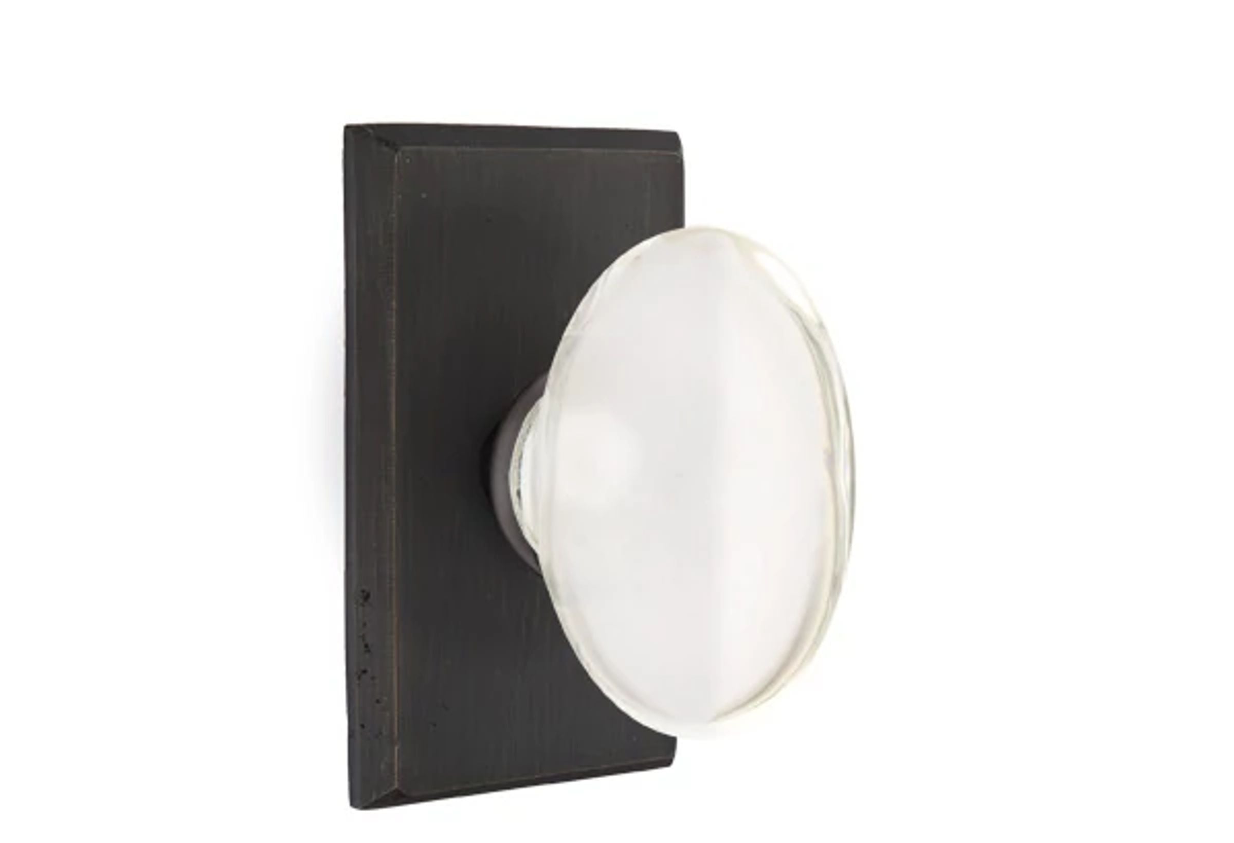 Emtek Concealed Fastener Hampton Glass Knob Set with Sandcast Bronze #3 Rosette