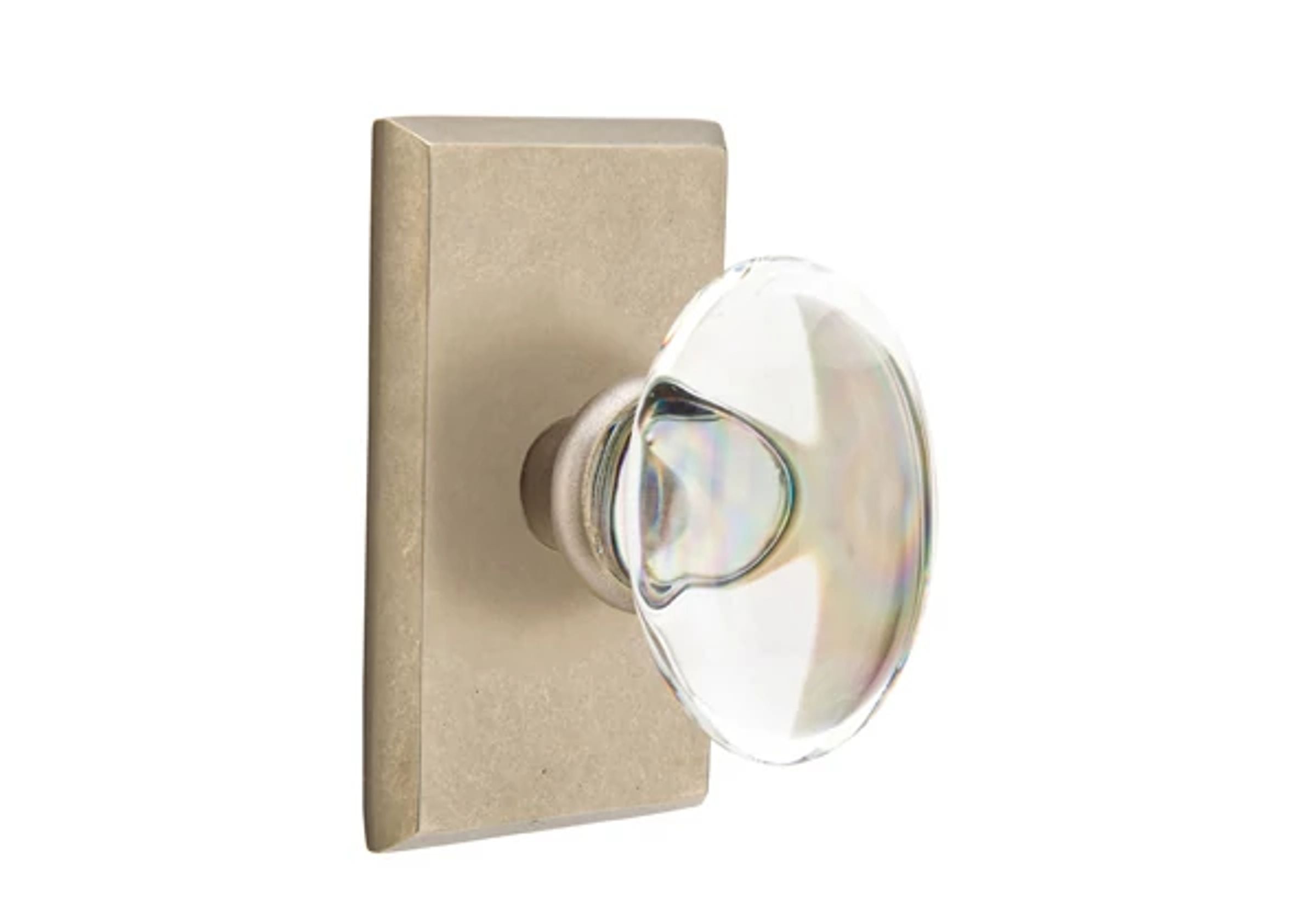 Emtek Hampton Glass Knob Set with Sandcast Bronze #3 Rosette