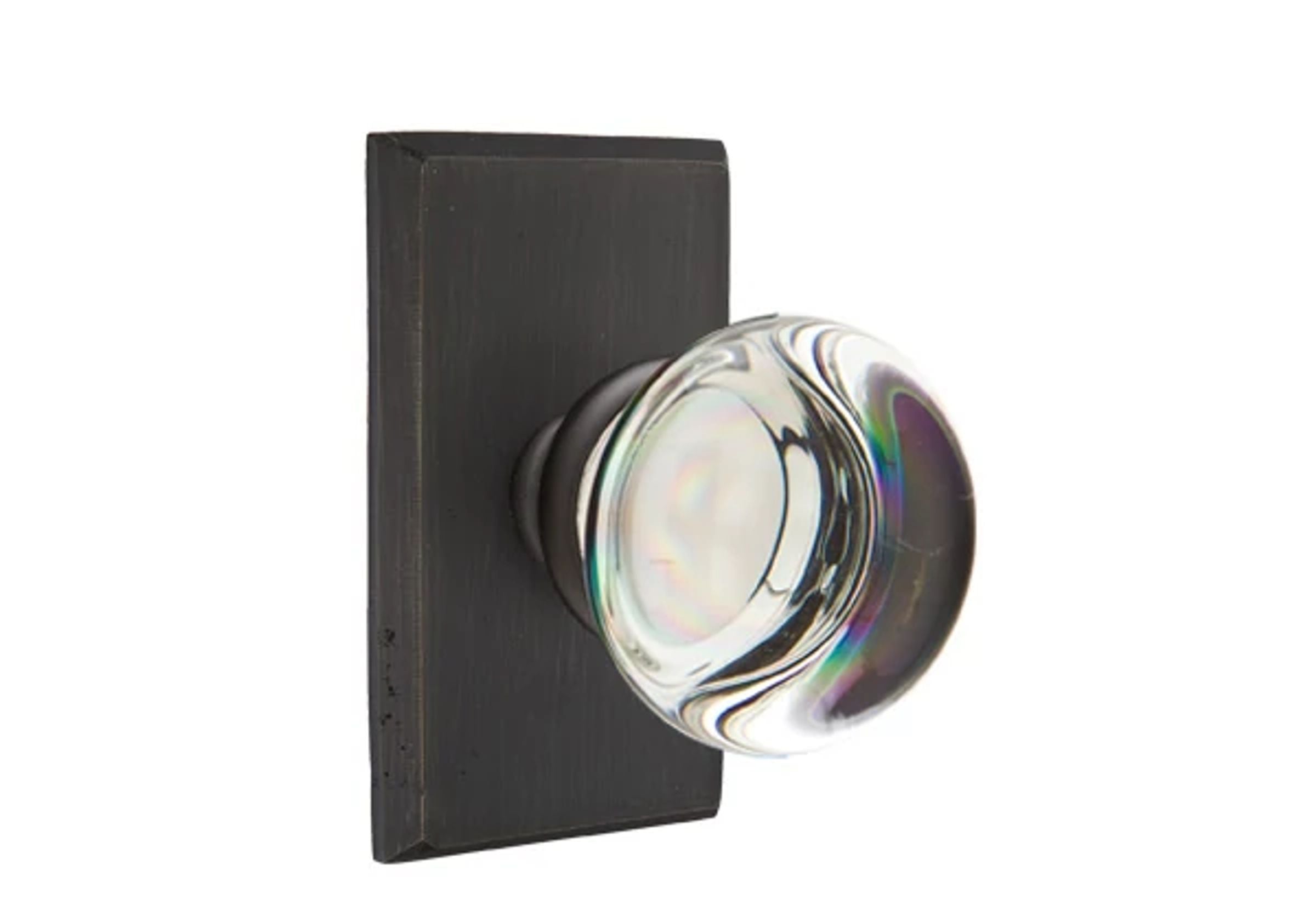 Emtek Concealed Fastener Providence Glass Knob Set with Sandcast Bronze #3 Rosette