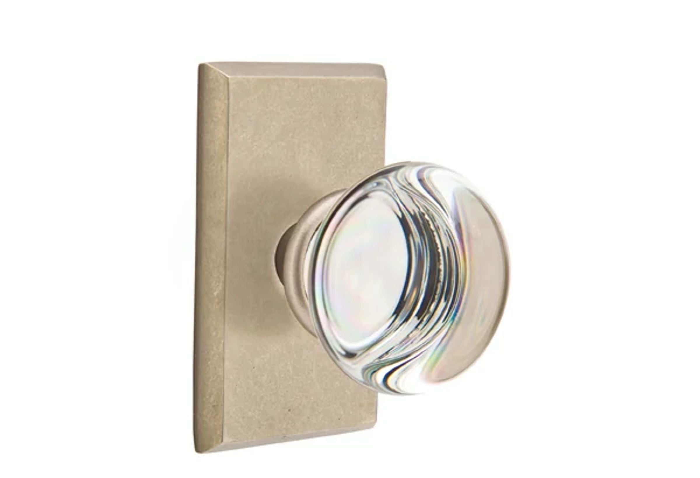 Emtek Concealed Fastener Providence Glass Knob Set with Sandcast Bronze #3 Rosette