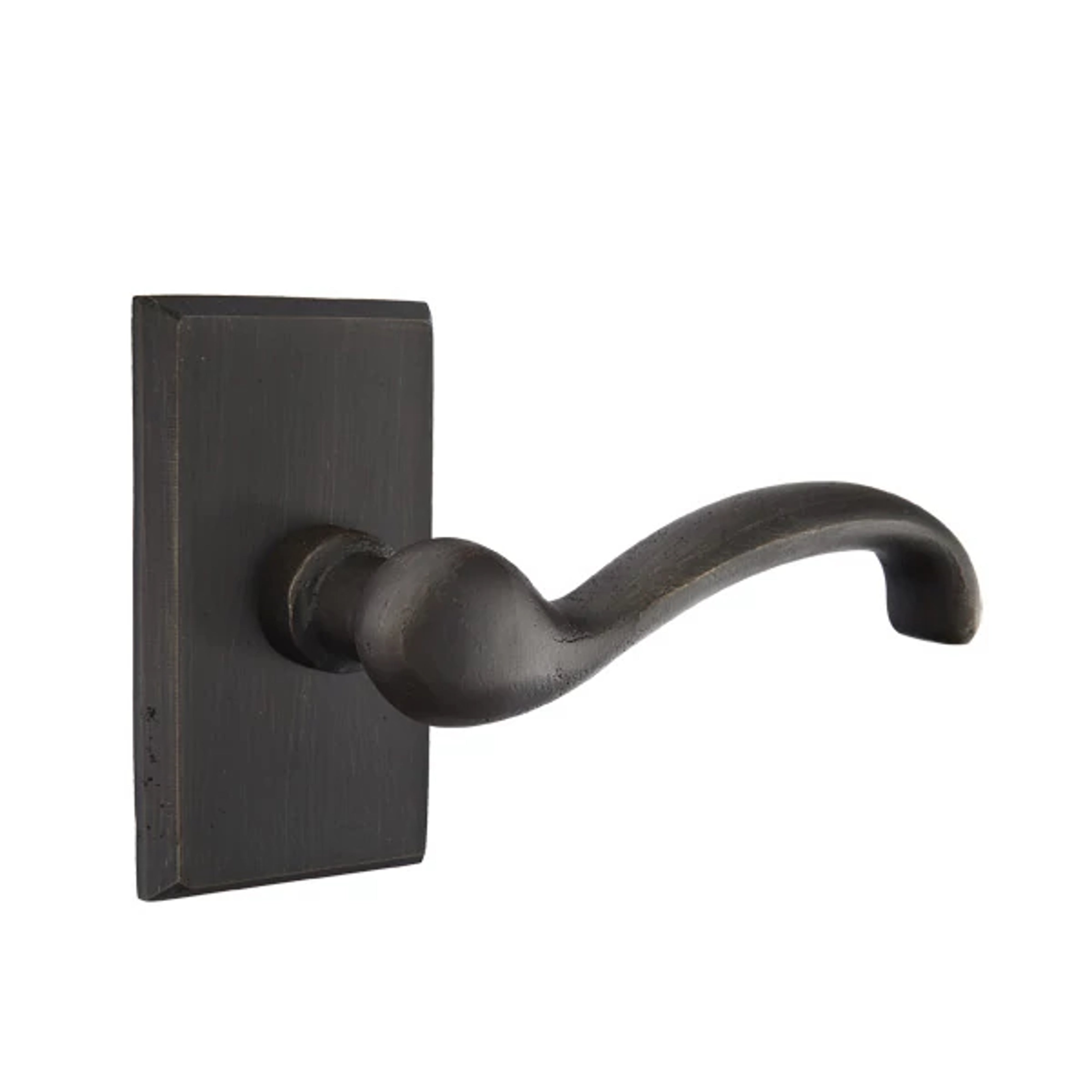 Emtek Concealed Fastener Teton Lver Set with Sandcast Bronze #3 Rosette