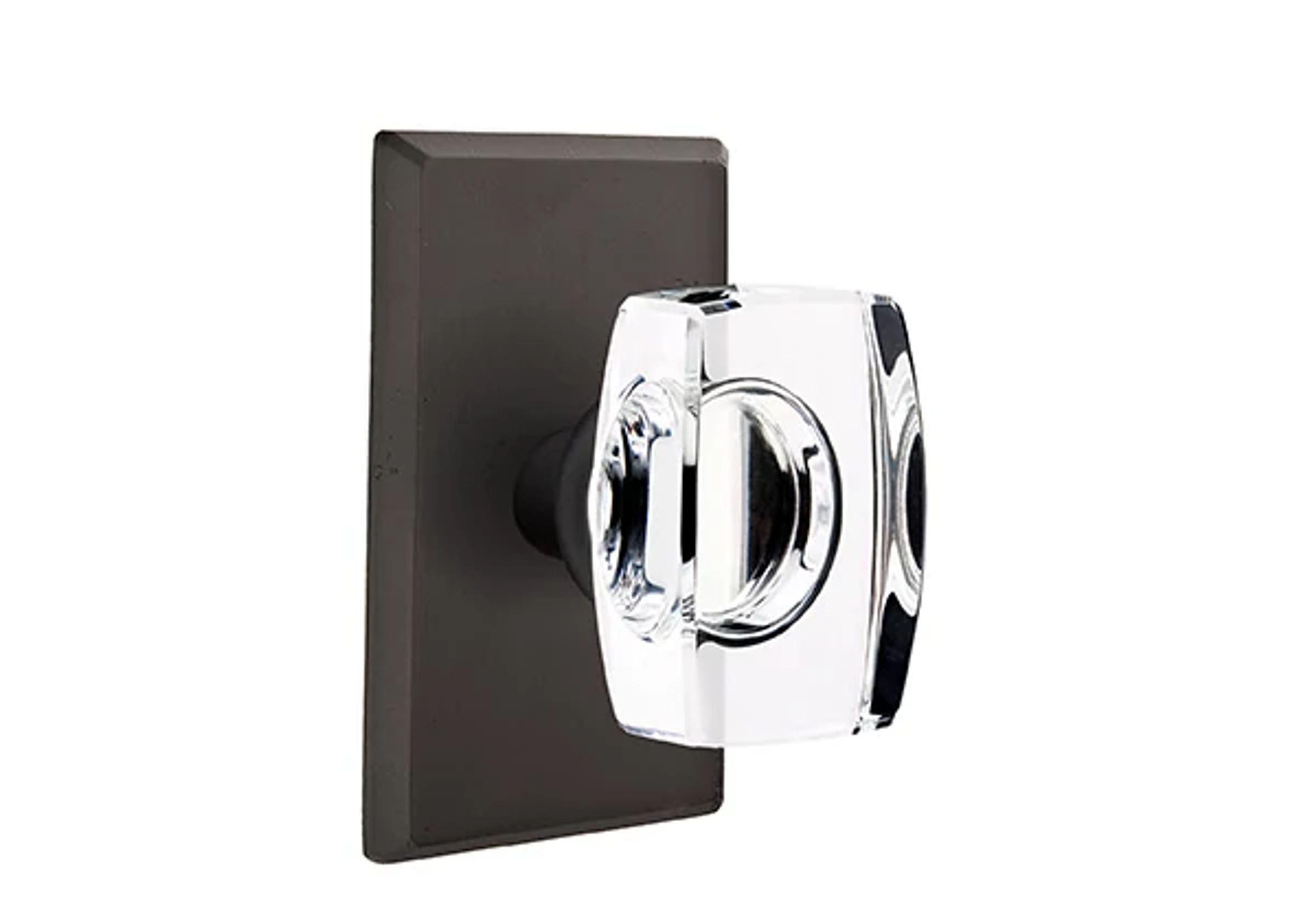 Emtek Windsor Glass Knob Set with Sandcast Bronze #3 Rosette