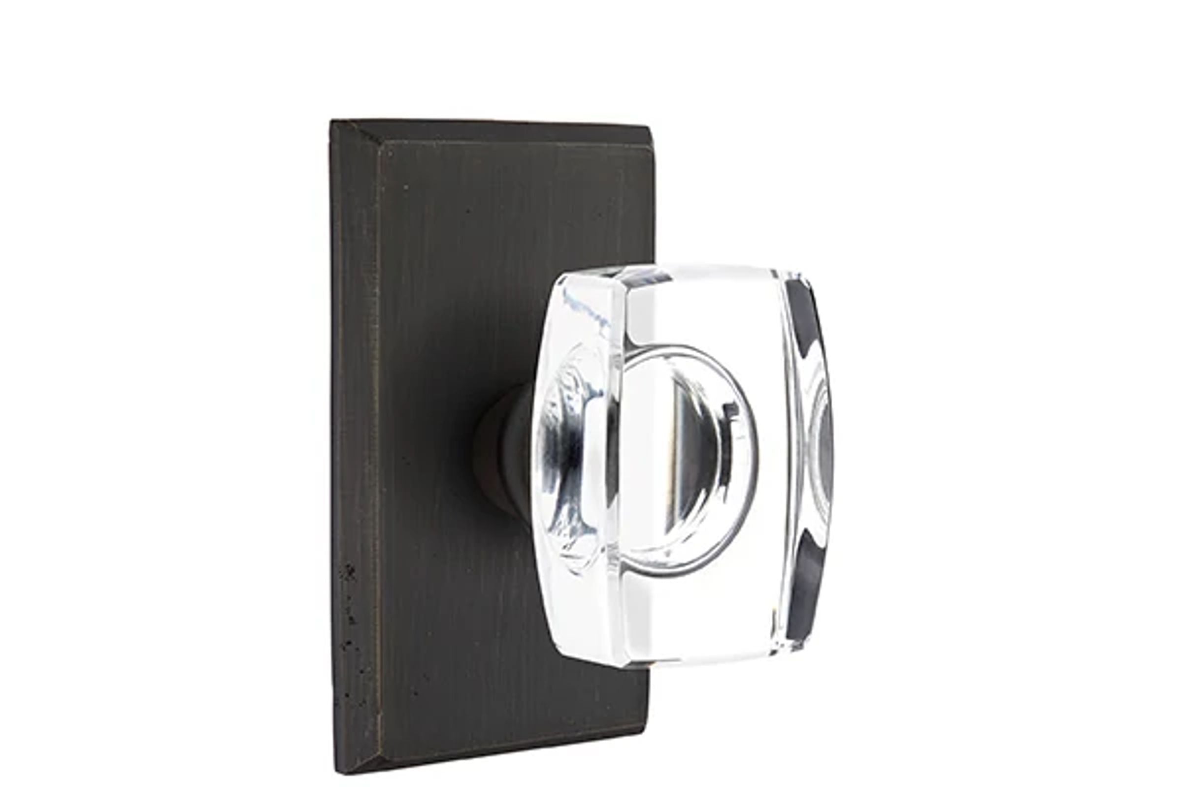 Emtek Windsor Glass Knob Set with Sandcast Bronze #3 Rosette