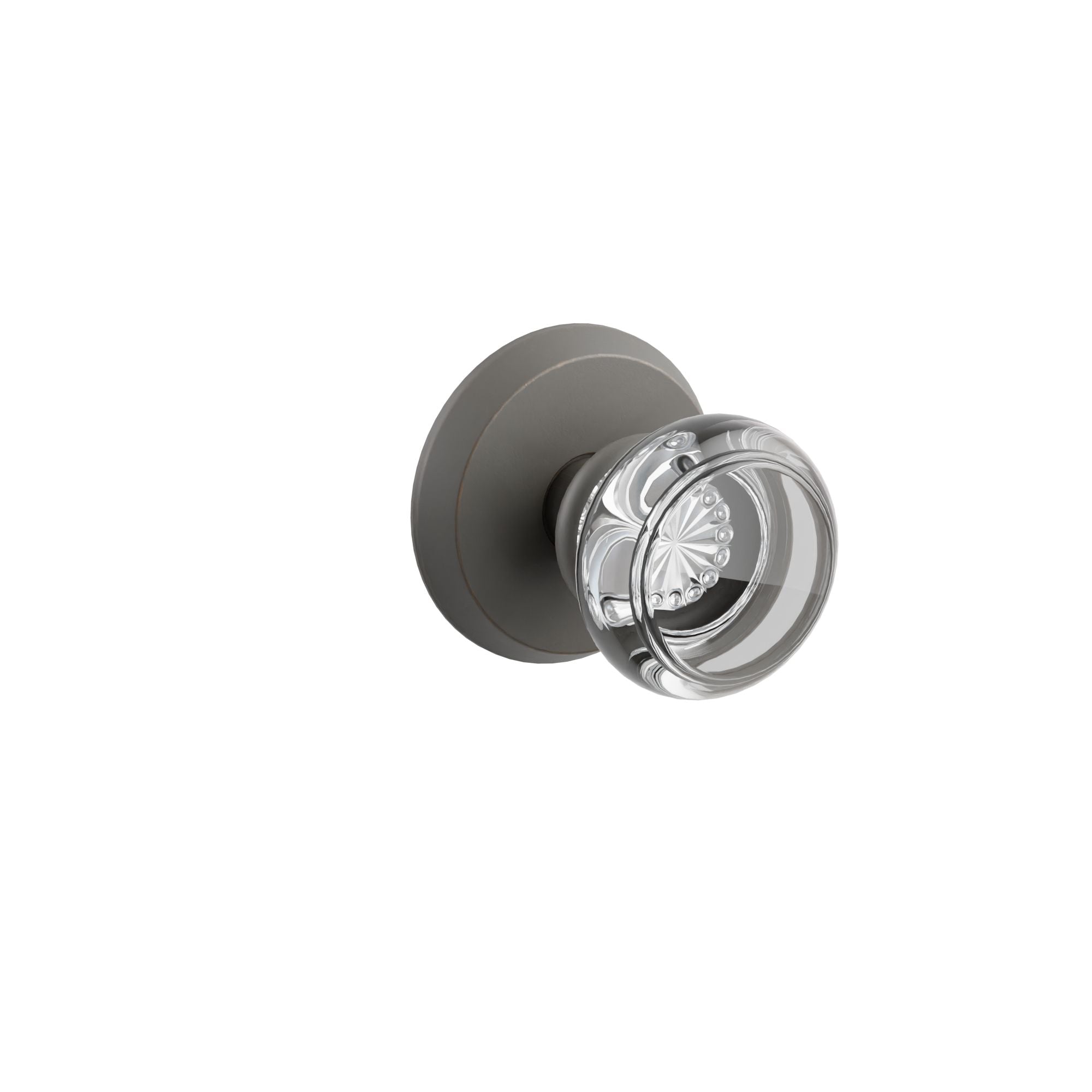 Emtek Concealed Fastener Georgetown Glass Knob Set With Sandcast Bronze #2 Rosette