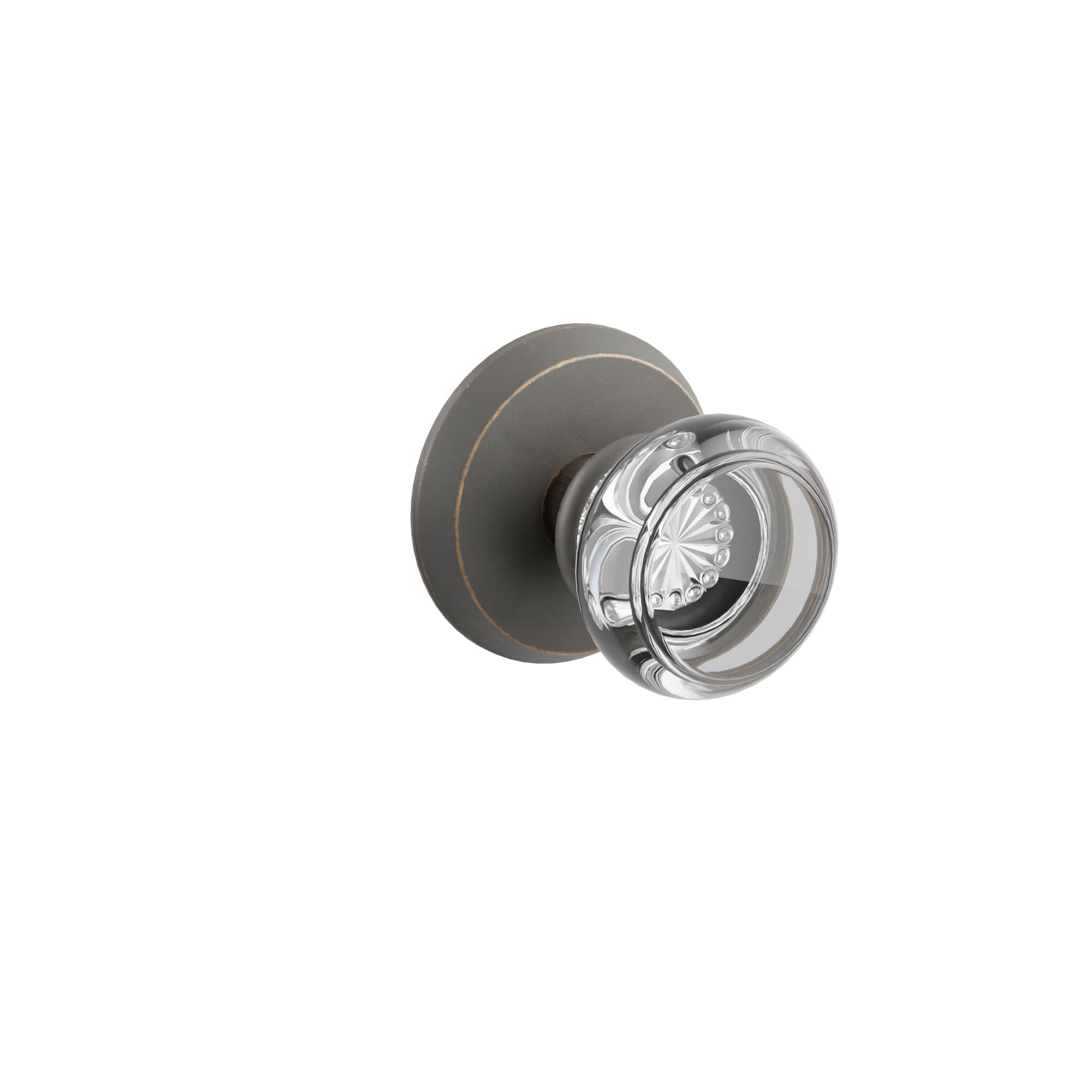 Emtek Concealed Fastener Georgetown Glass Knob Set With Sandcast Bronze #2 Rosette