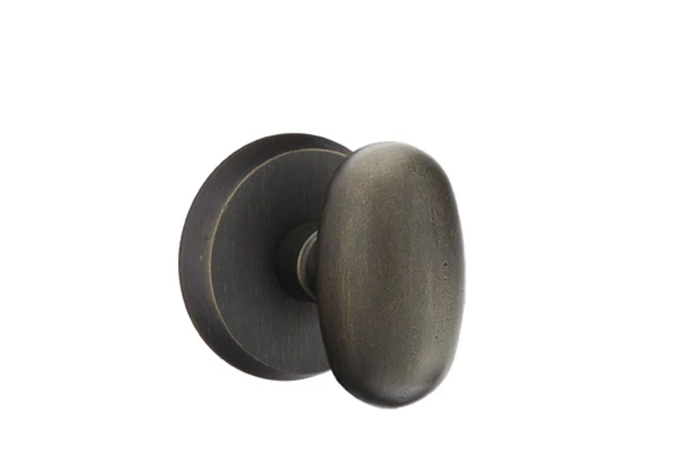 Emtek Concealed Fastener Egg Knob Set with Sandcast Bronze #2 Rosette