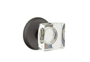 Emtek Modern Square Glass Knob Set with Sandcast Bronze #2 Rosette