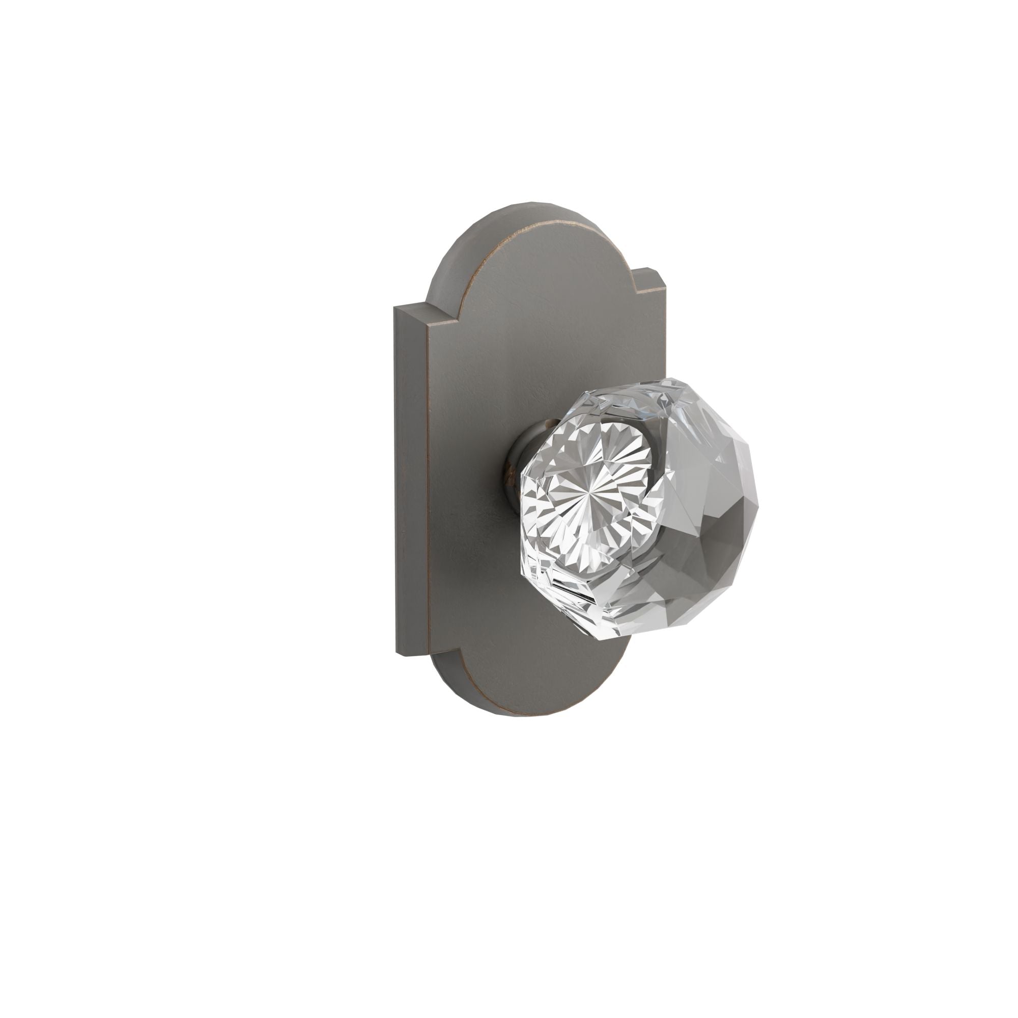 Emtek Diamond Glass Knob Set with Sandcast Bronze #1 Rosette