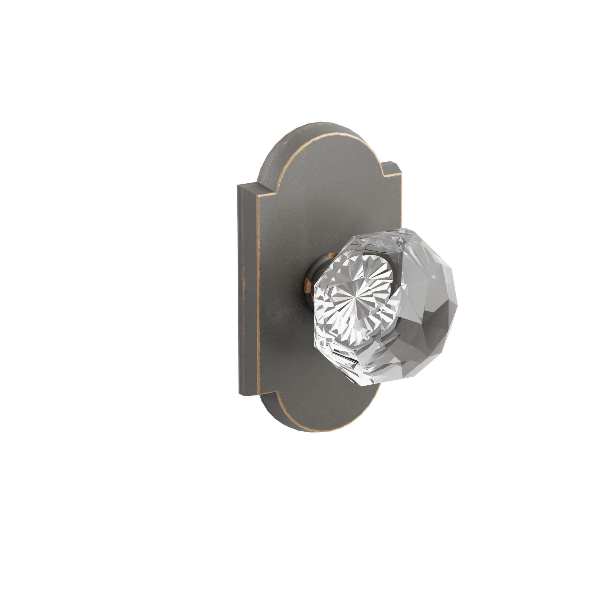 Emtek Diamond Glass Knob Set with Sandcast Bronze #1 Rosette