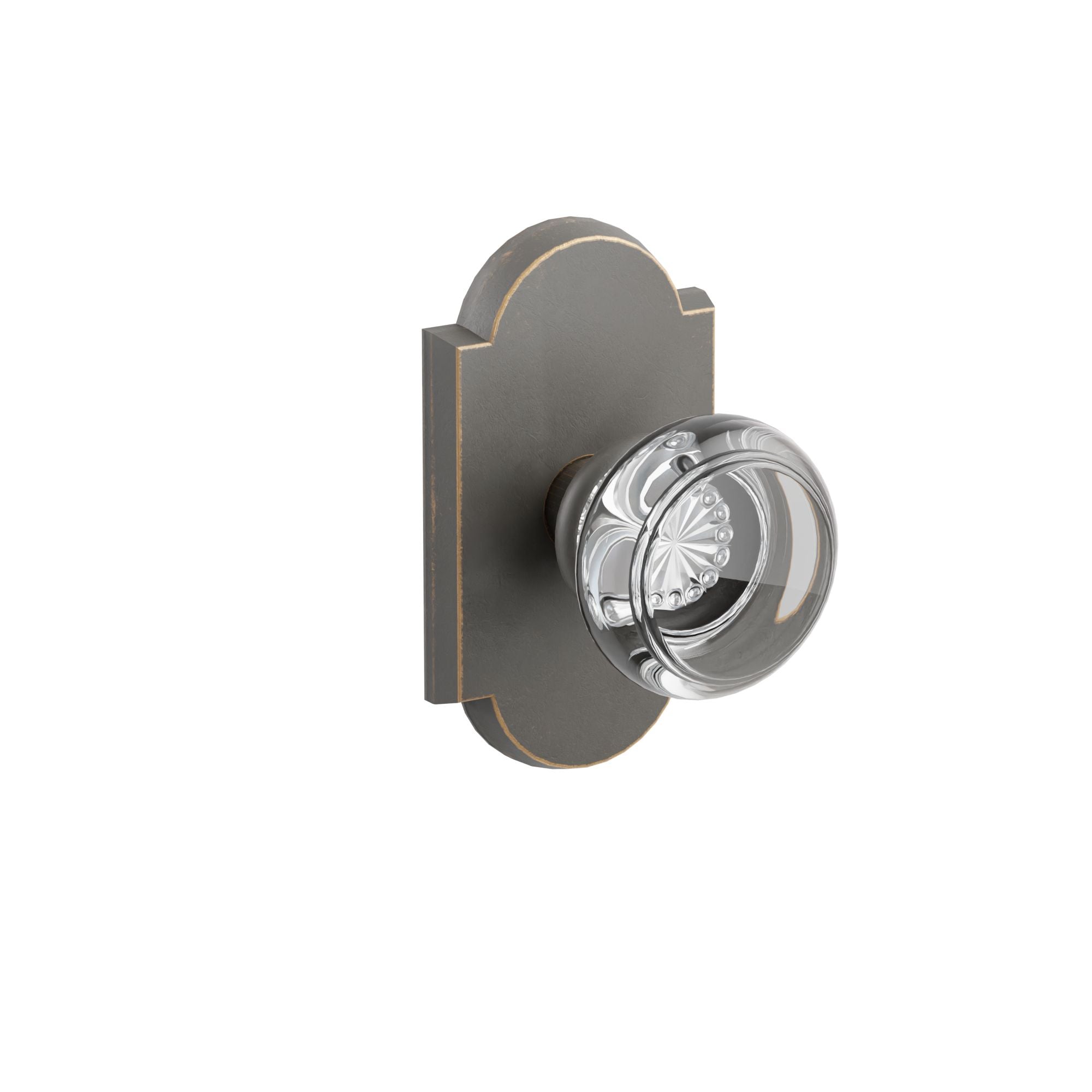 Emtek Georgetown Glass Knob Set with Sandcast Bronze #1 Rosette