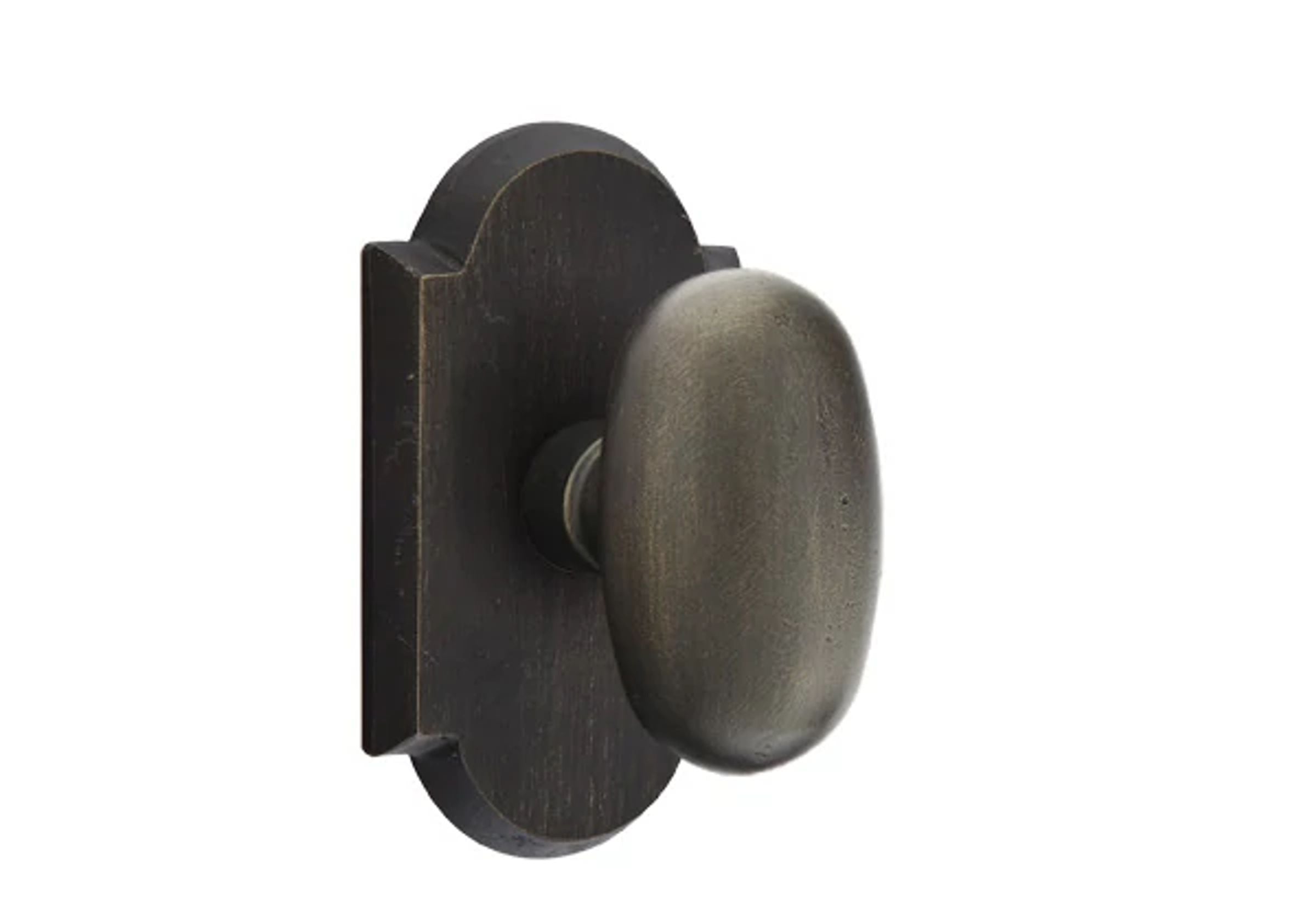 Emtek Concealed Fastener Egg Knob Set with Sandcast Bronze #1 Rosette