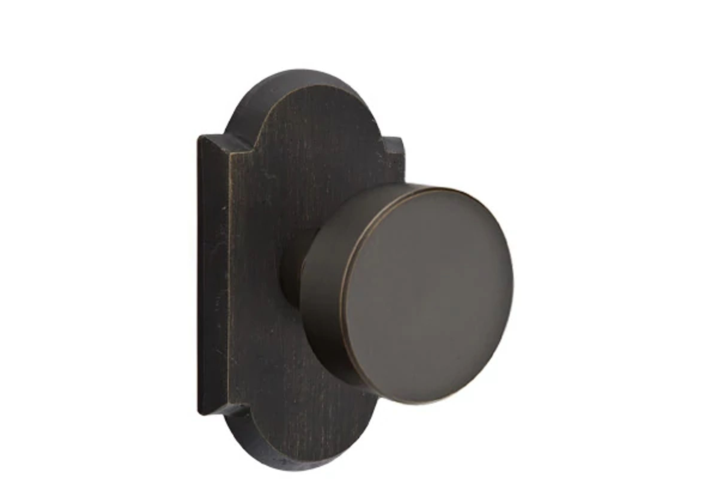 Emtek Round Knob Set with Sandcast Bronze #1 Rosette