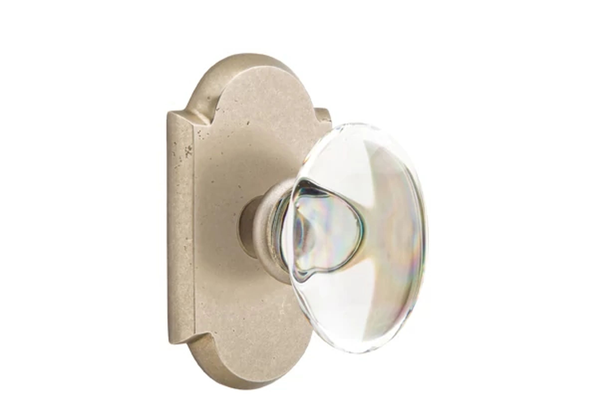 Emtek Hampton Glass Knob Set with Sandcast Bronze #1 Rosette