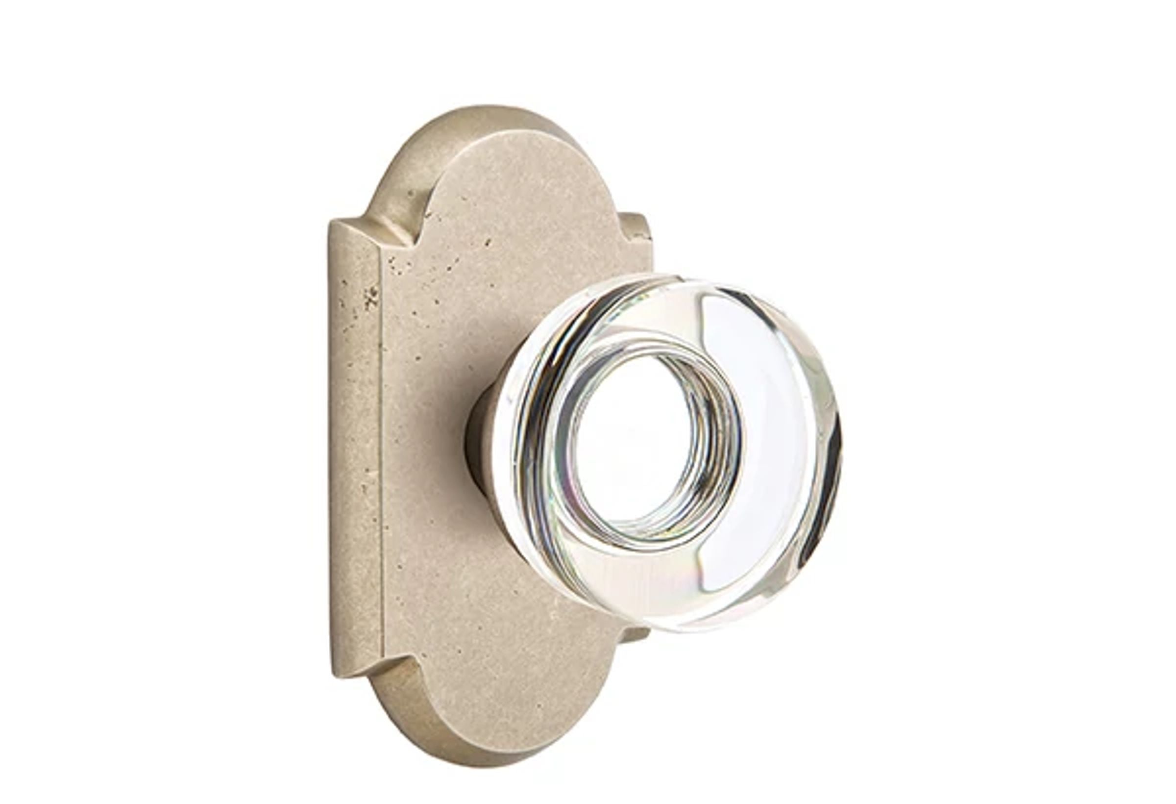 Emtek Modern Disc Glass Knob Set with Sandcast Bronze #1 Rosette